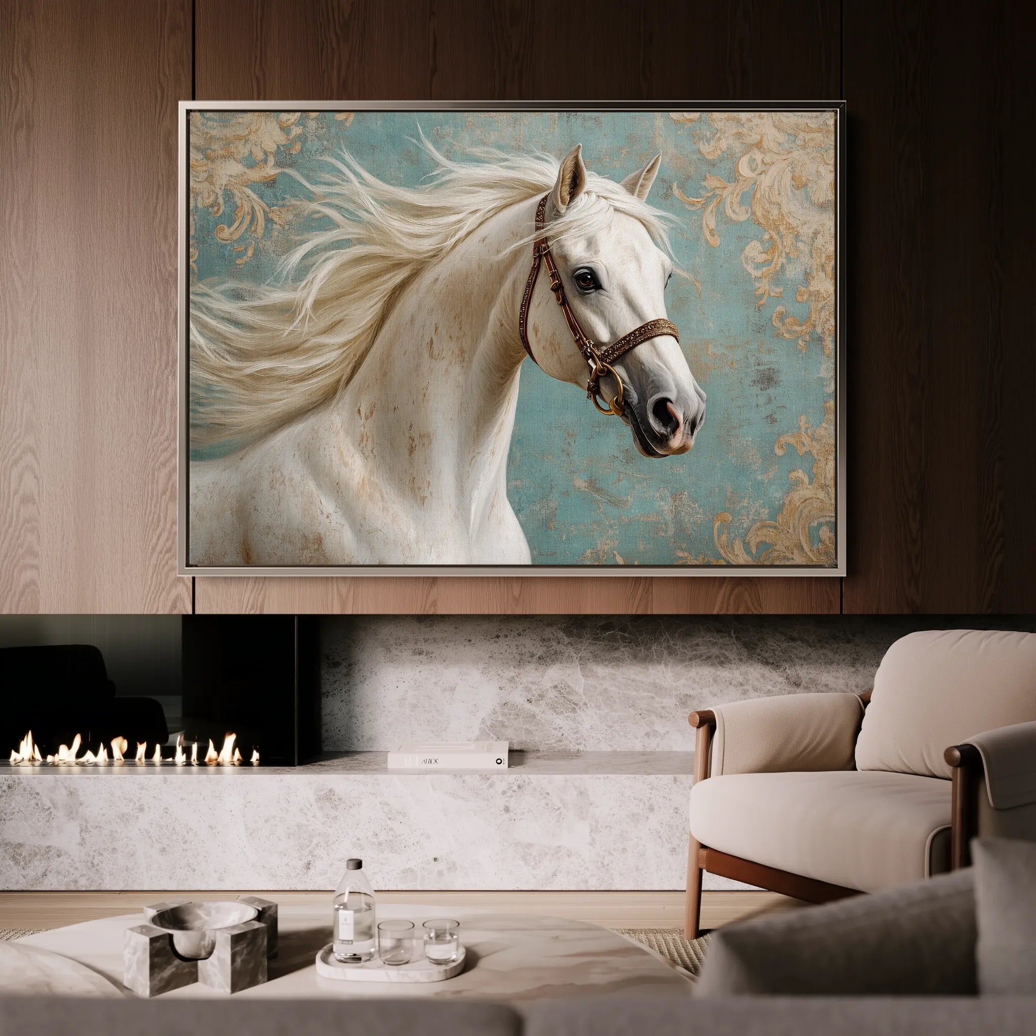 Horses 207 Canvas Art 60 x 40 cm / Black