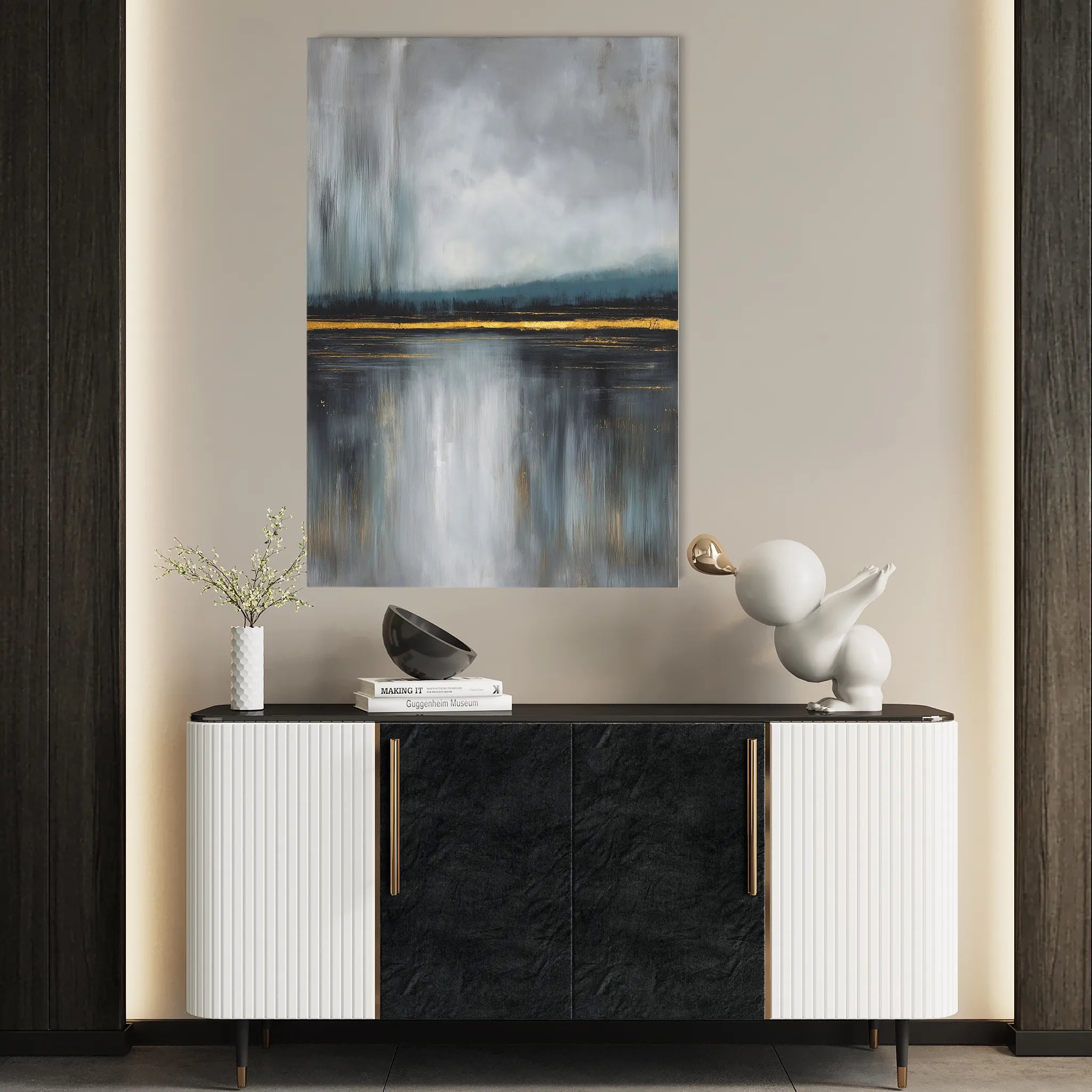 Abstract 2074 Canvas Art 60 x 40 cm / Black