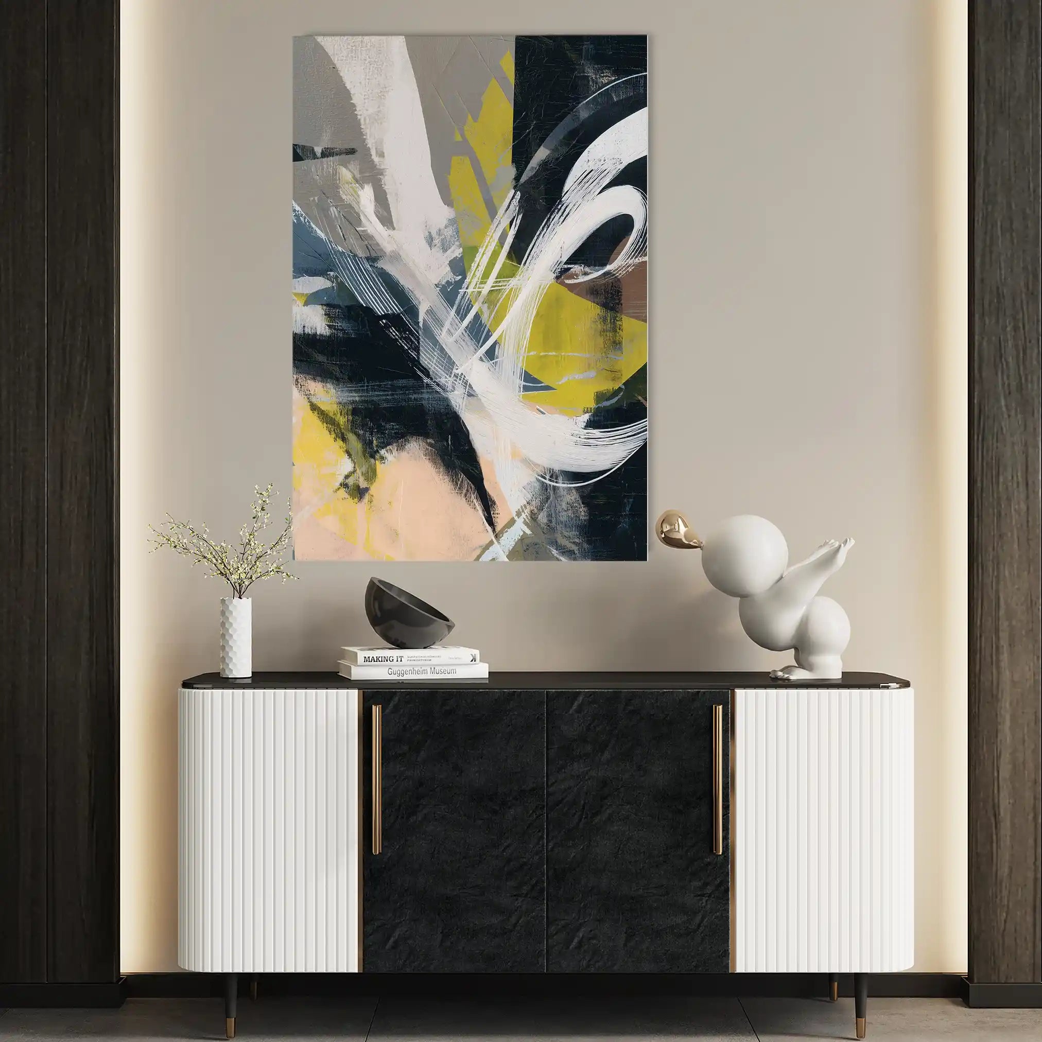 Abstract 2087 Canvas Art 60 x 40 cm / Black