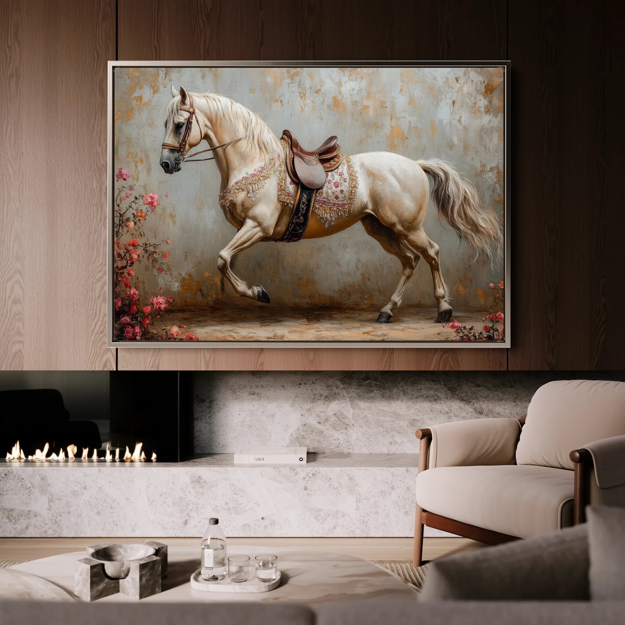 Horses 210 Canvas Art 60 x 40 cm / Black