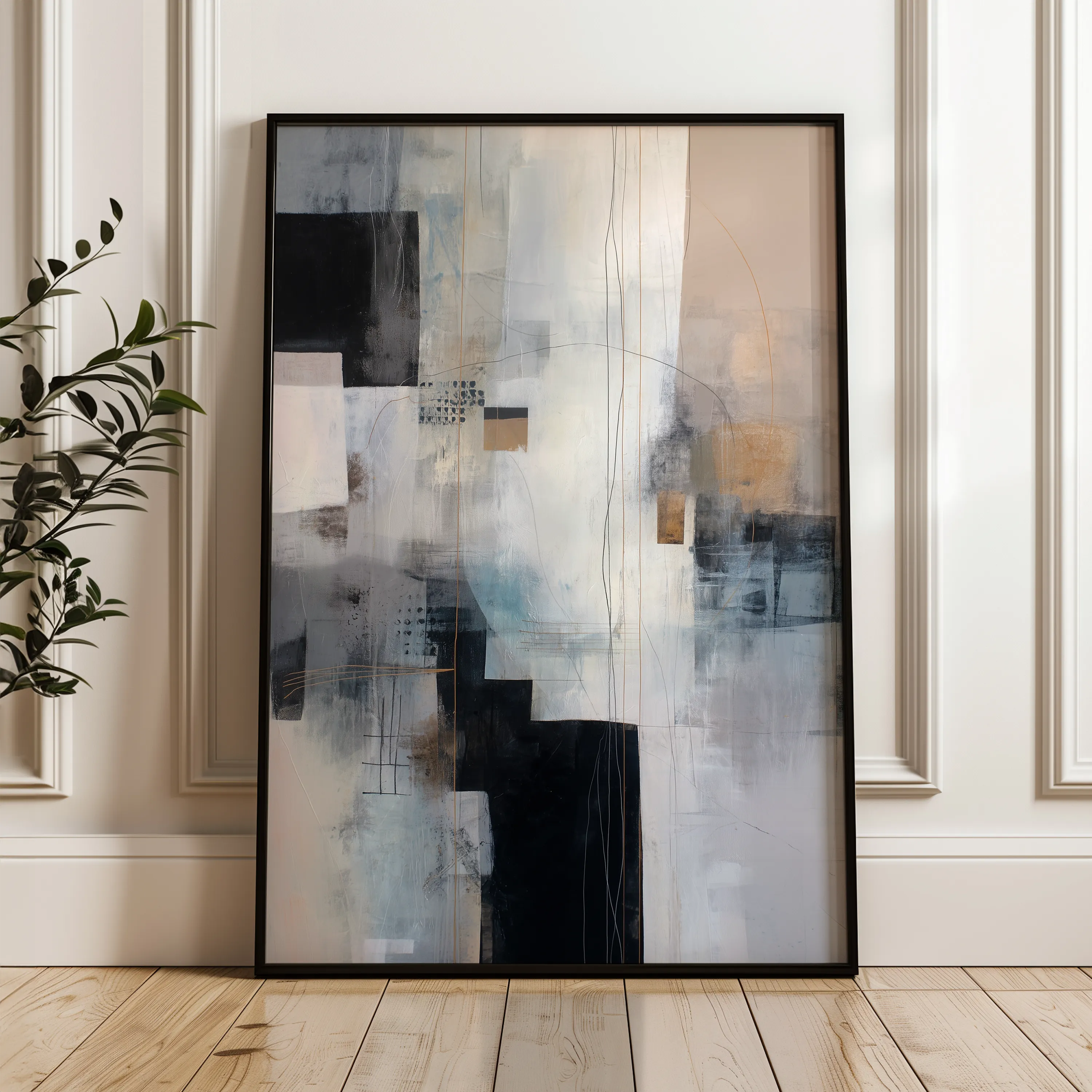 Abstract 2114 Canvas Art 60 x 40 cm / Black