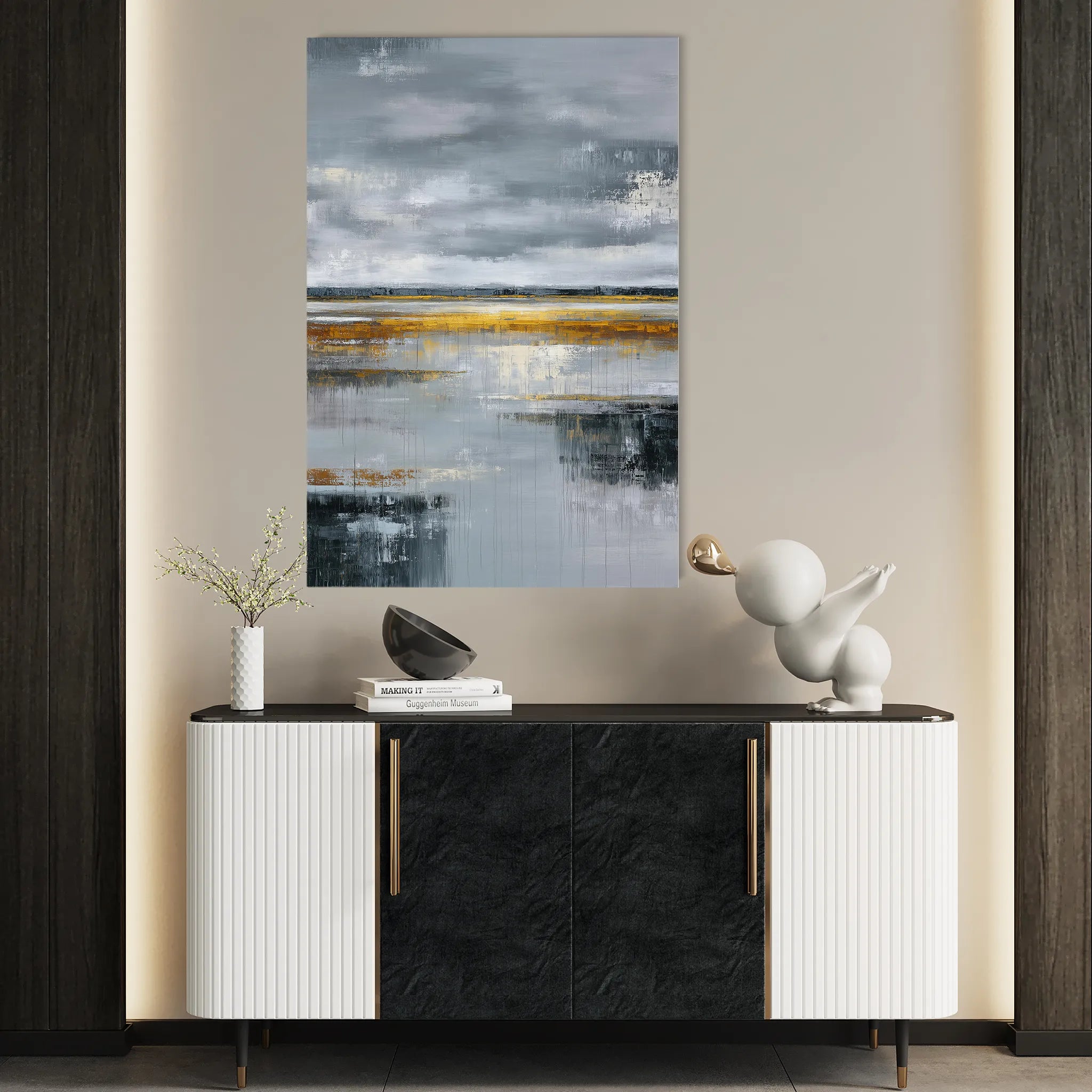 Abstract 2136 Canvas Art 60 x 40 cm / Black