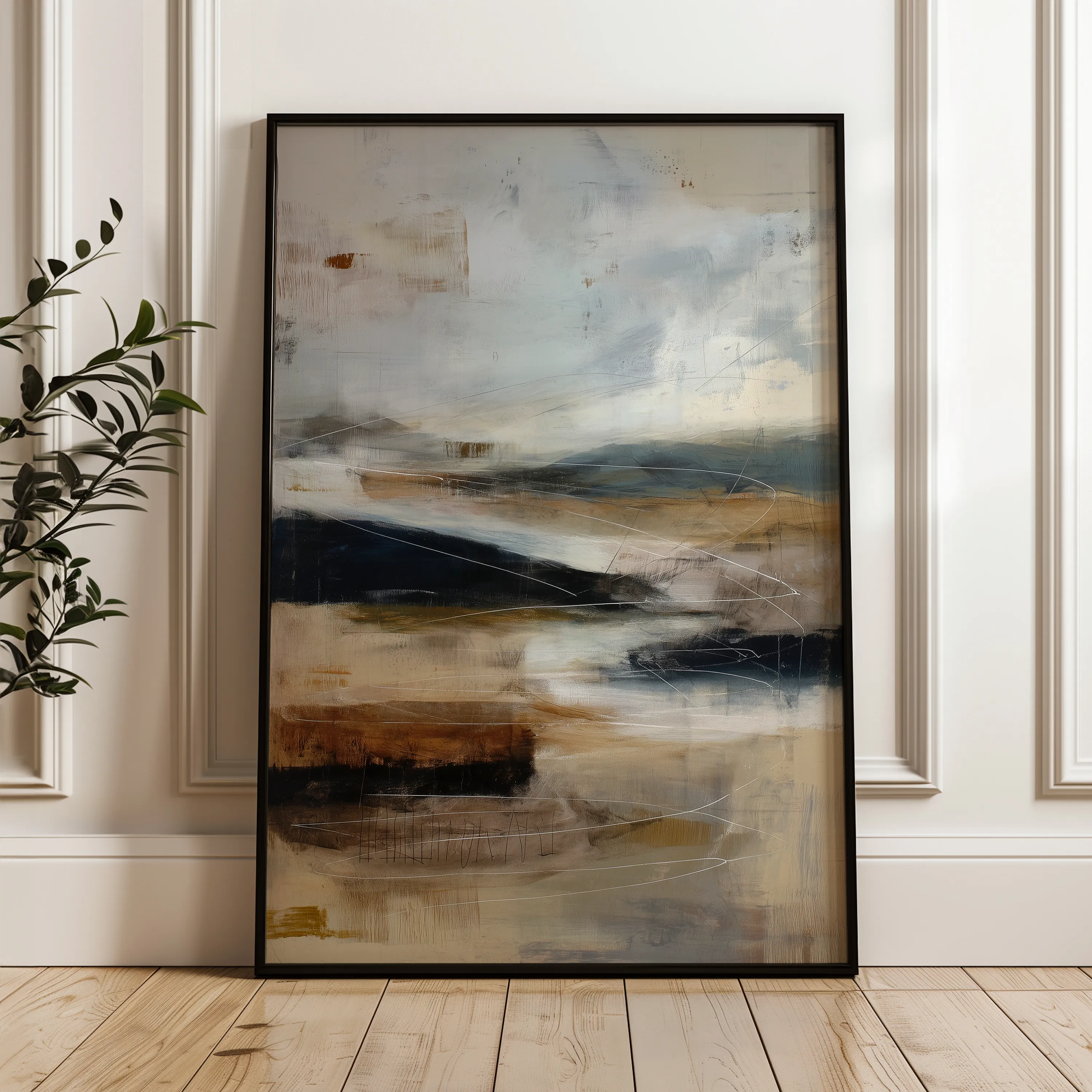 Abstract 2138 Canvas Art 60 x 40 cm / Black