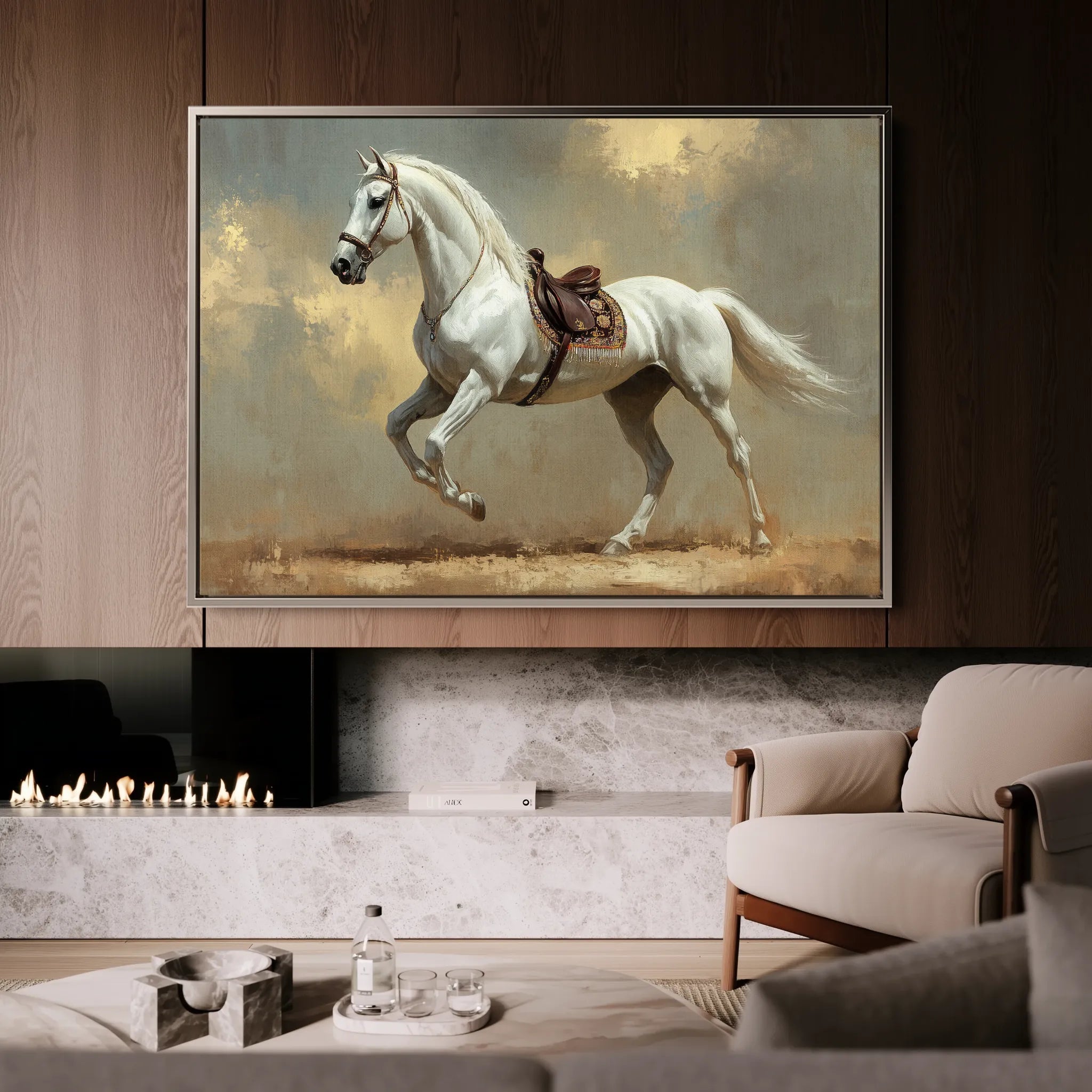 Horses 215 Canvas Art 60 x 40 cm / Black