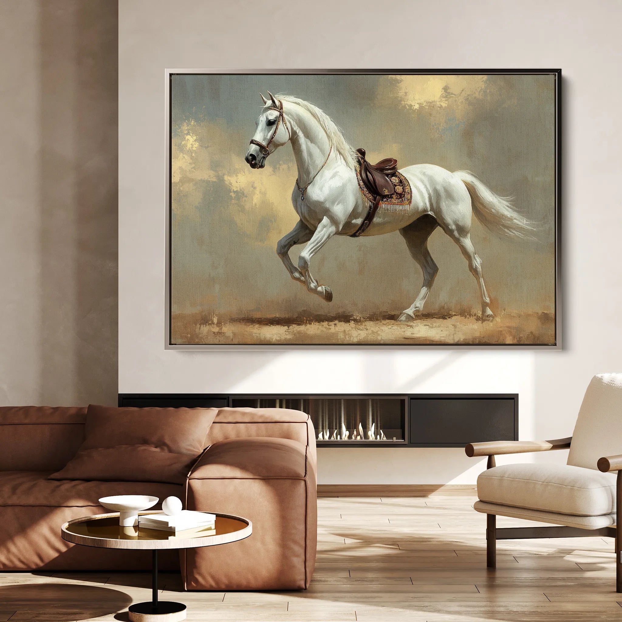 Horses 215 Canvas Art 60 x 40 cm / Black