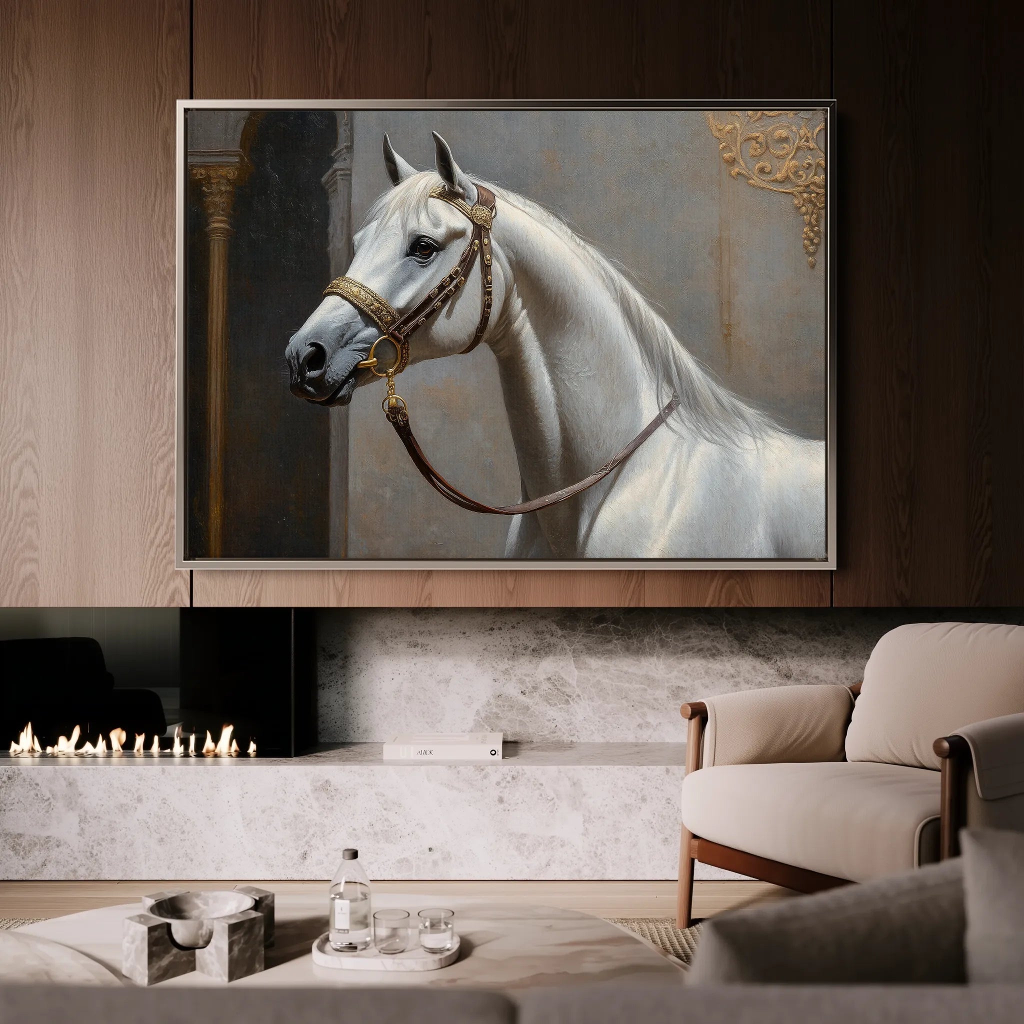 Horses 220 Canvas Art 60 x 40 cm / Black