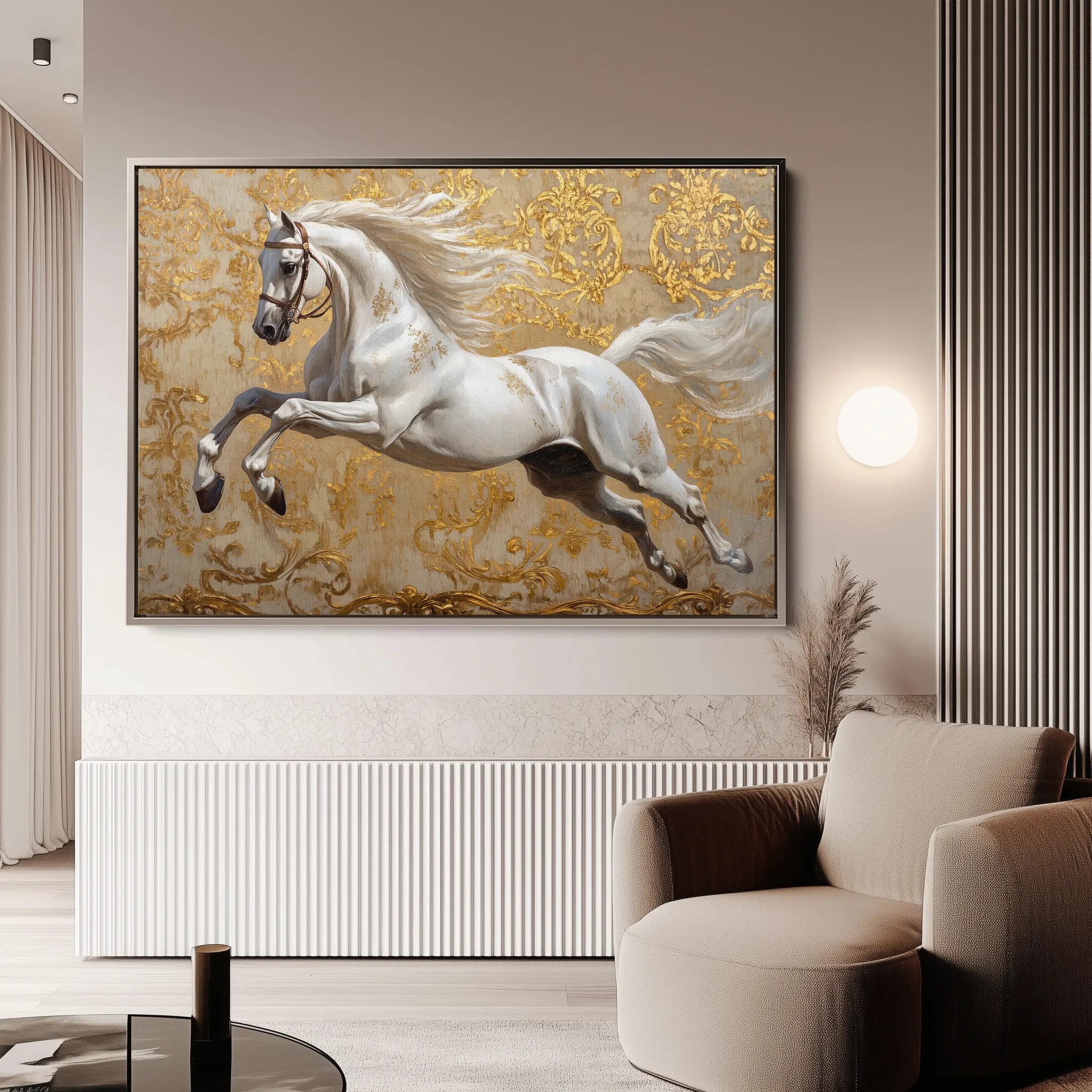 Horses 224 Canvas Art 60 x 40 cm / Black