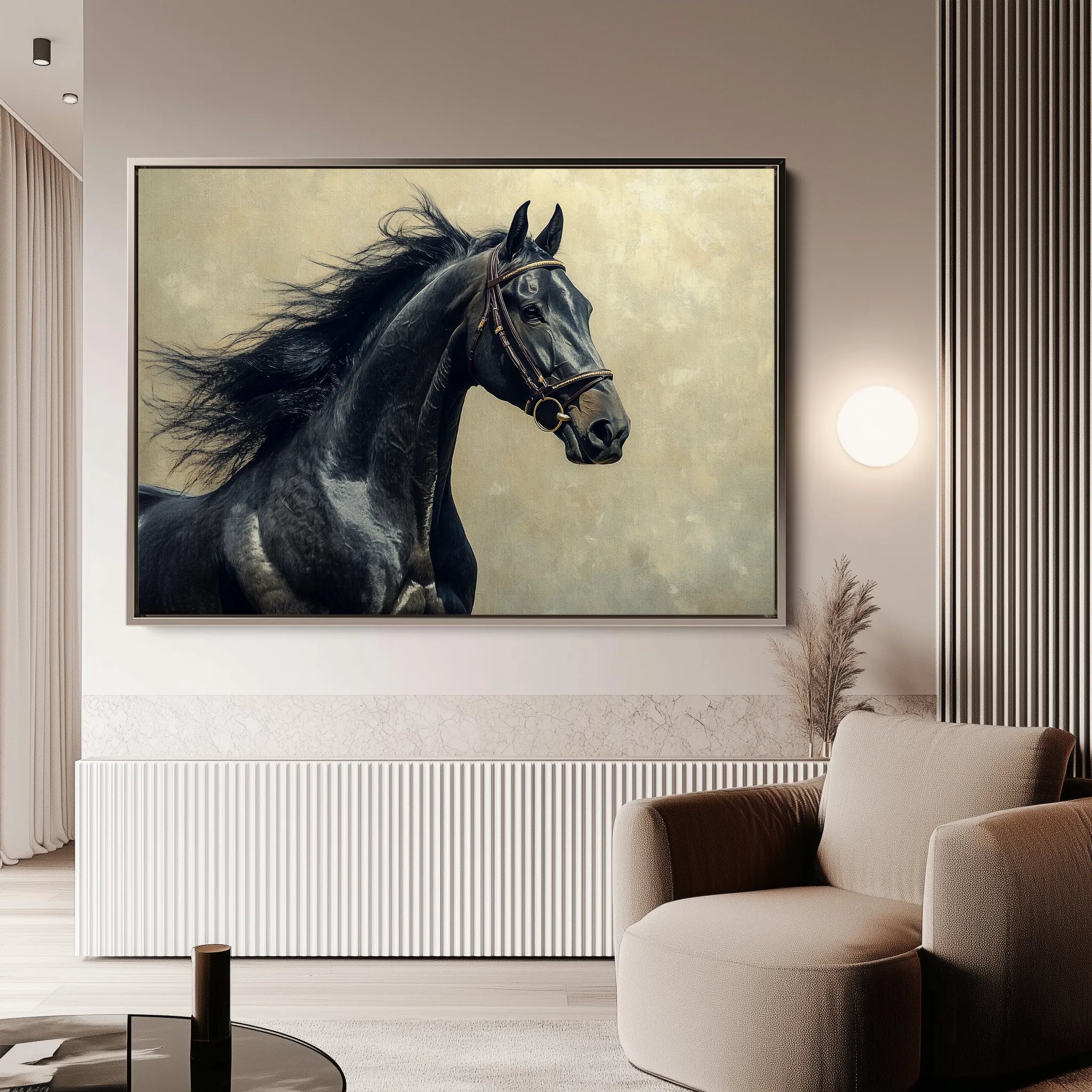 Horses 225 Canvas Art 60 x 40 cm / Black