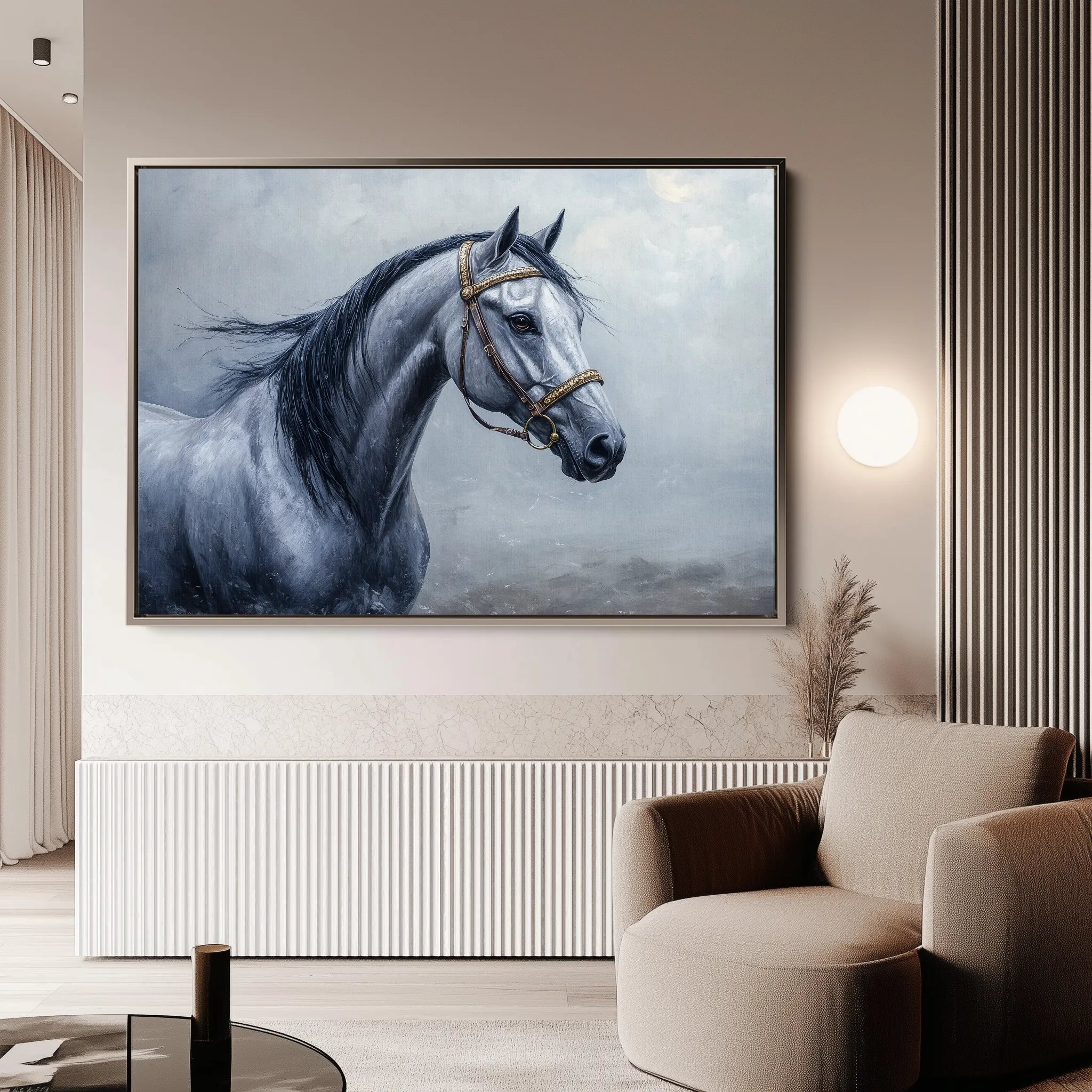 Horses 226 Canvas Art 60 x 40 cm / Black