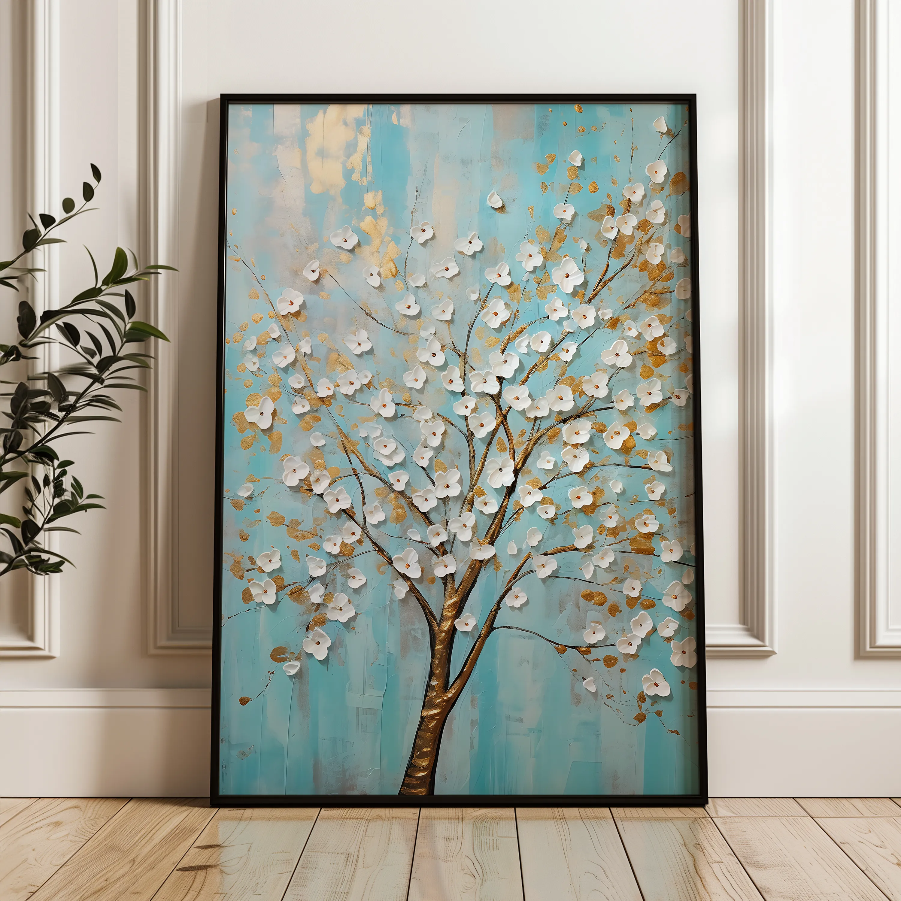 Floral 227 Canvas Art 60 x 40 cm / Black