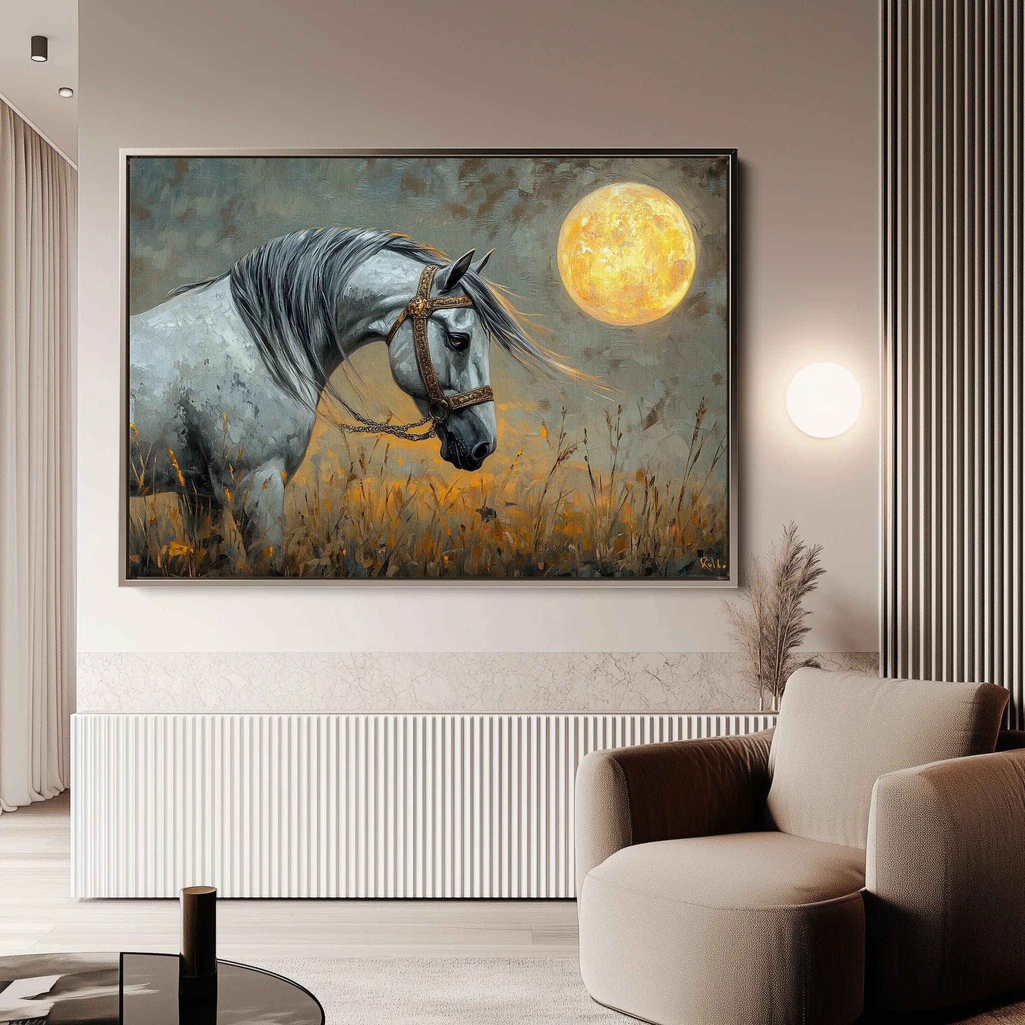 Horses 227 Canvas Art 60 x 40 cm / Black