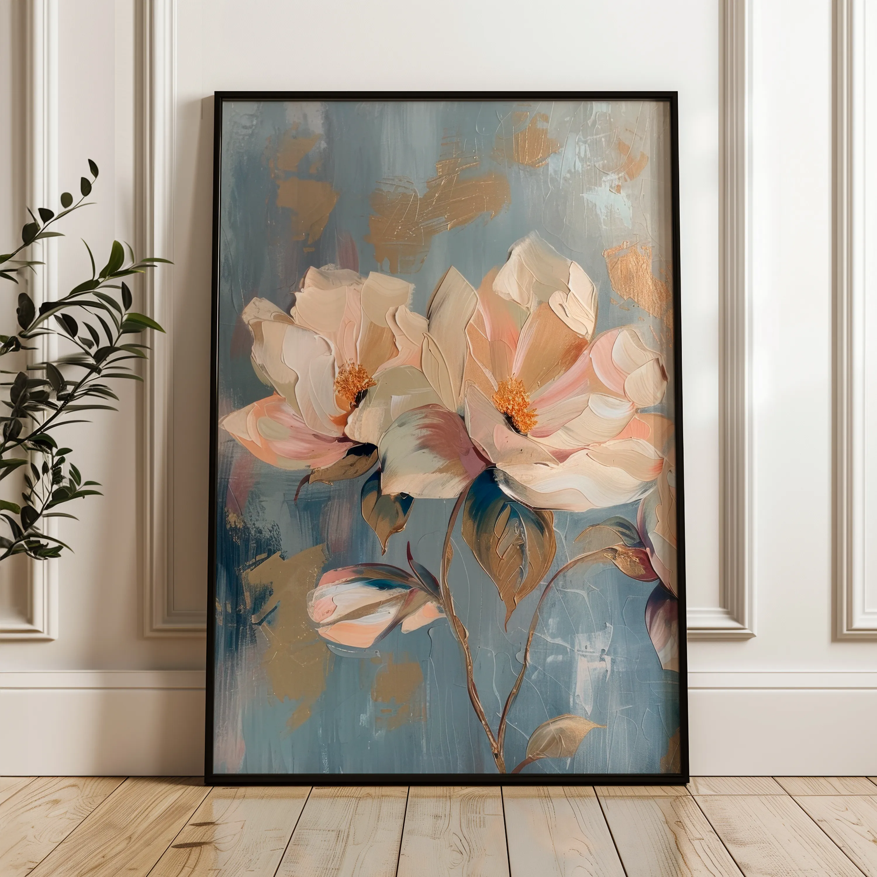 Floral 249 Canvas Art 60 x 40 cm / Black