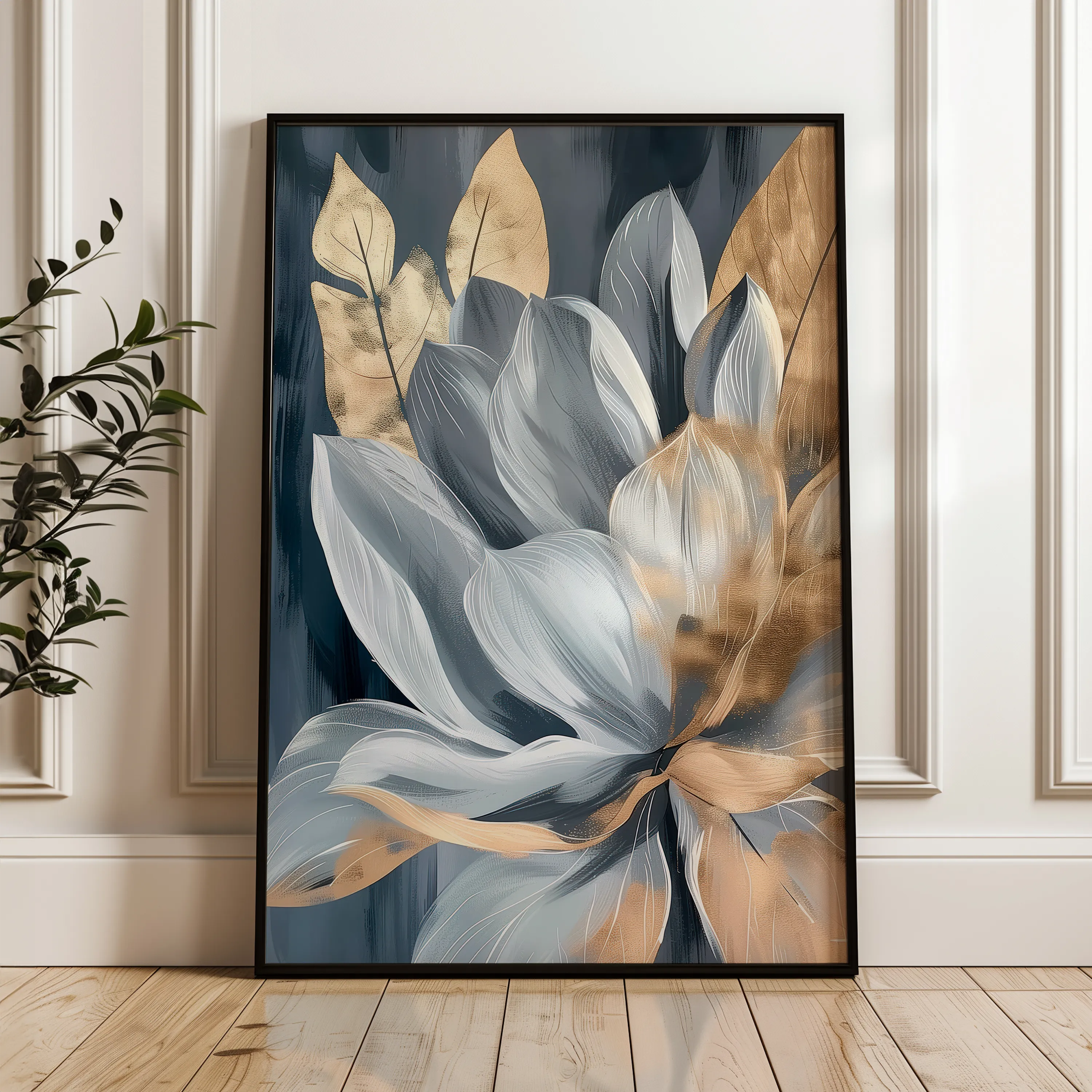 Floral 252 Canvas Art 60 x 40 cm / Black
