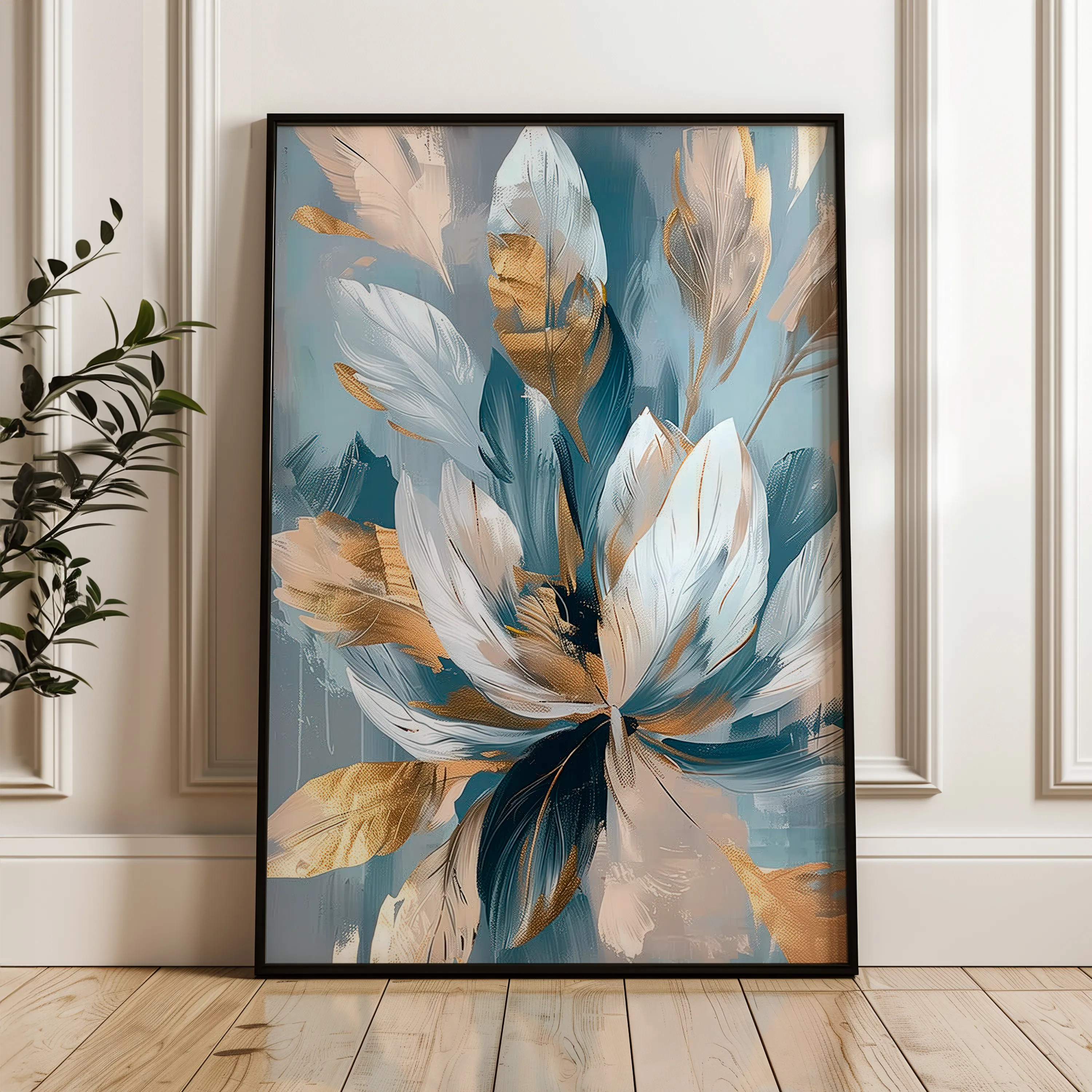 Floral 253 Canvas Art 60 x 40 cm / Black