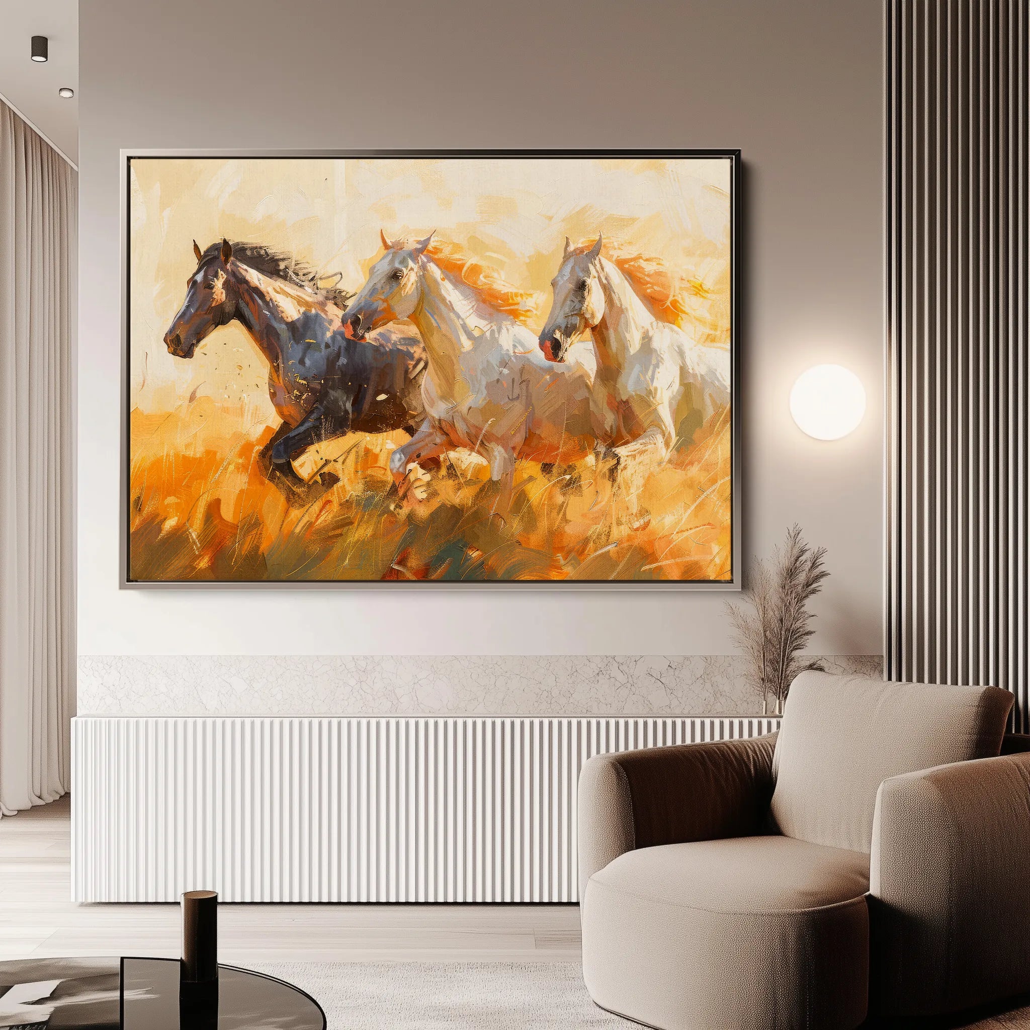 Horses 253 Canvas Art 60 x 40 cm / Black