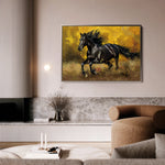 Horses 256 Canvas Art 60 x 40 cm / Black