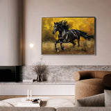 Horses 256 Canvas Art 60 x 40 cm / Black