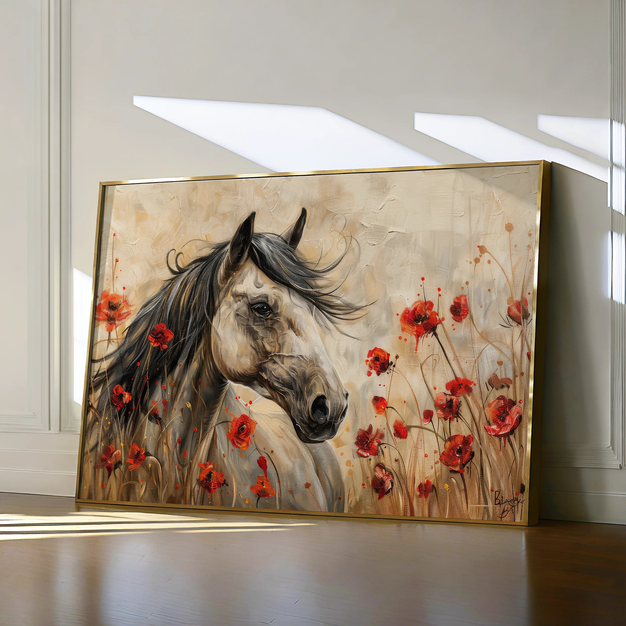 Horses 258 Canvas Art 60 x 40 cm / Black