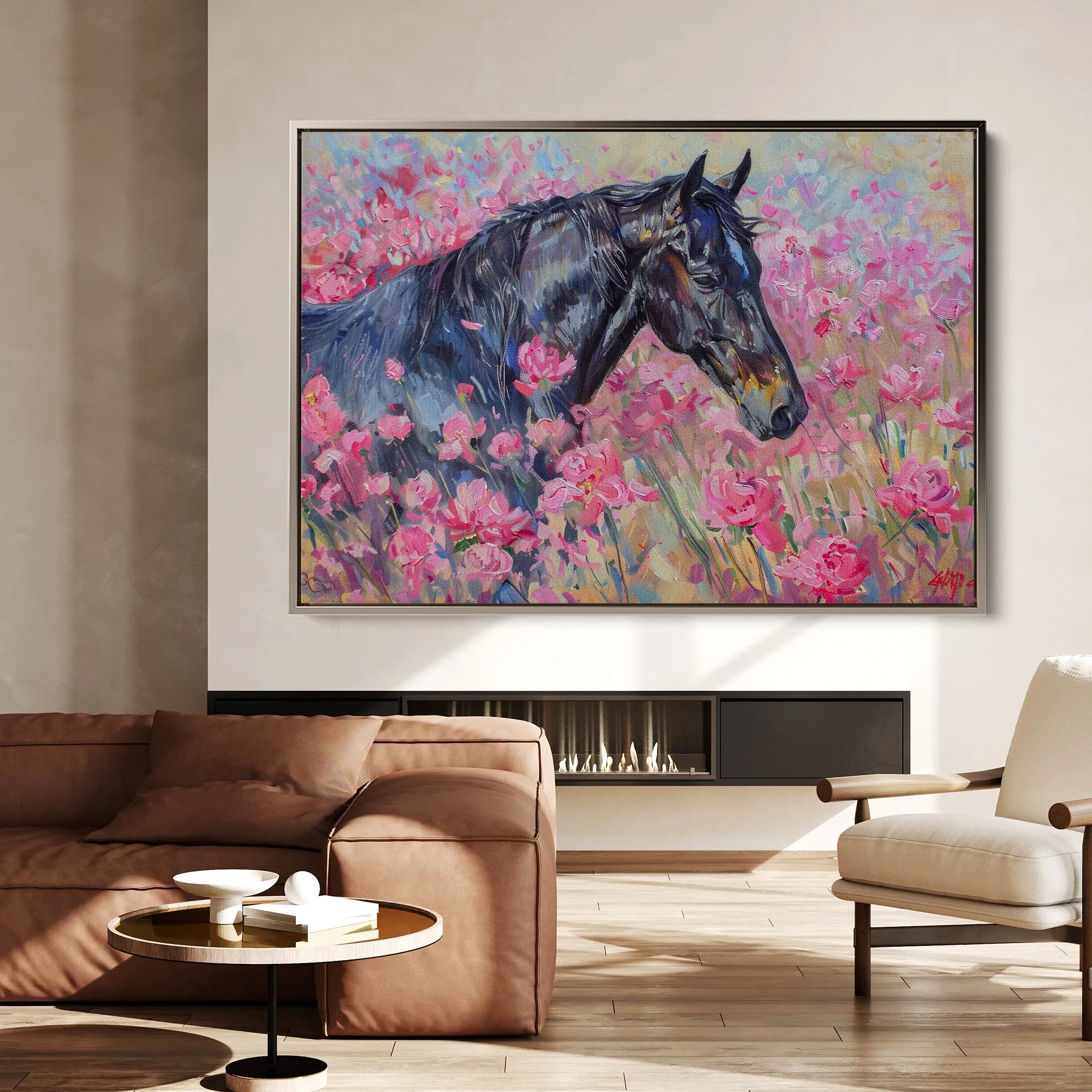 Horses 261 Canvas Art 60 x 40 cm / Black