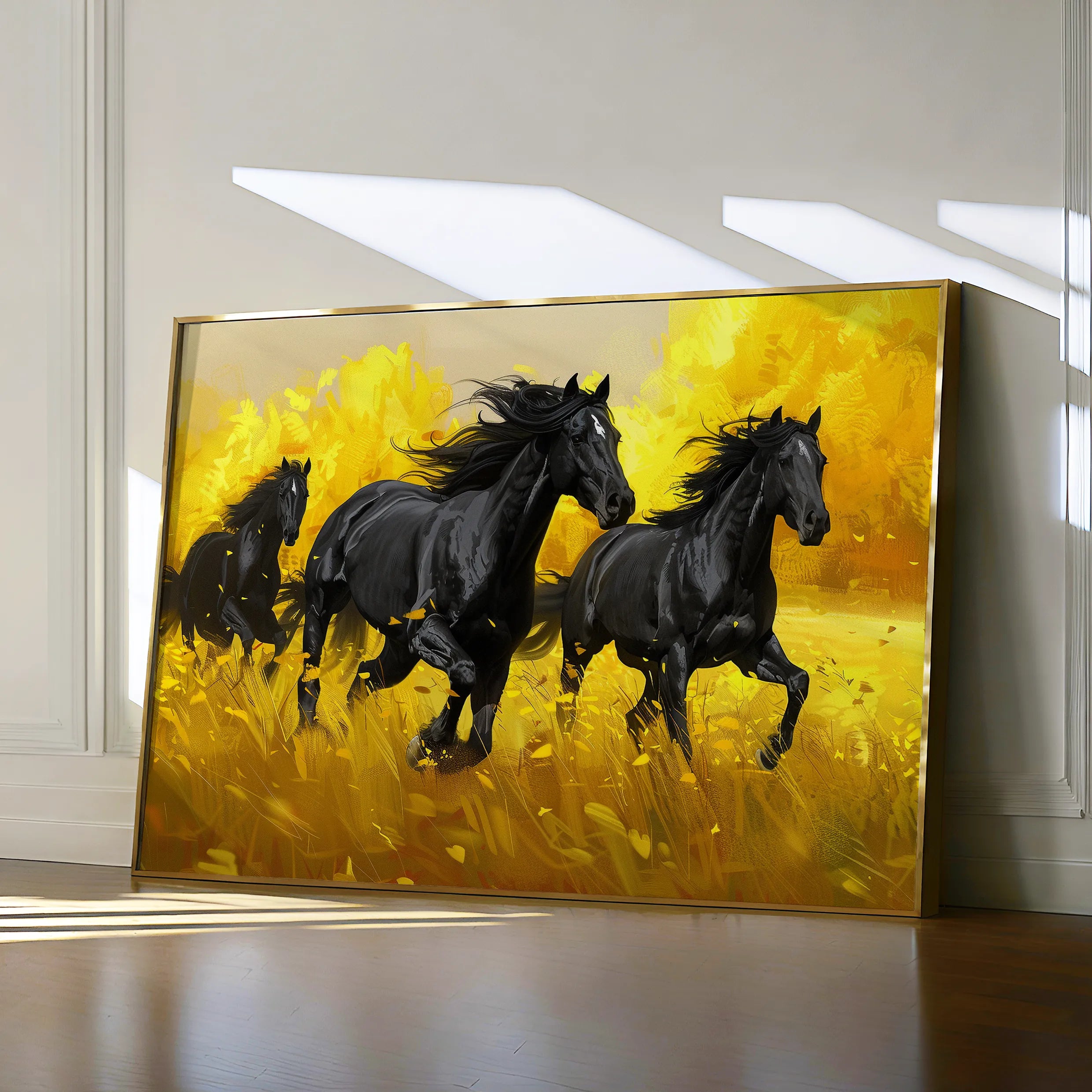 Horses 262 Canvas Art 60 x 40 cm / Black