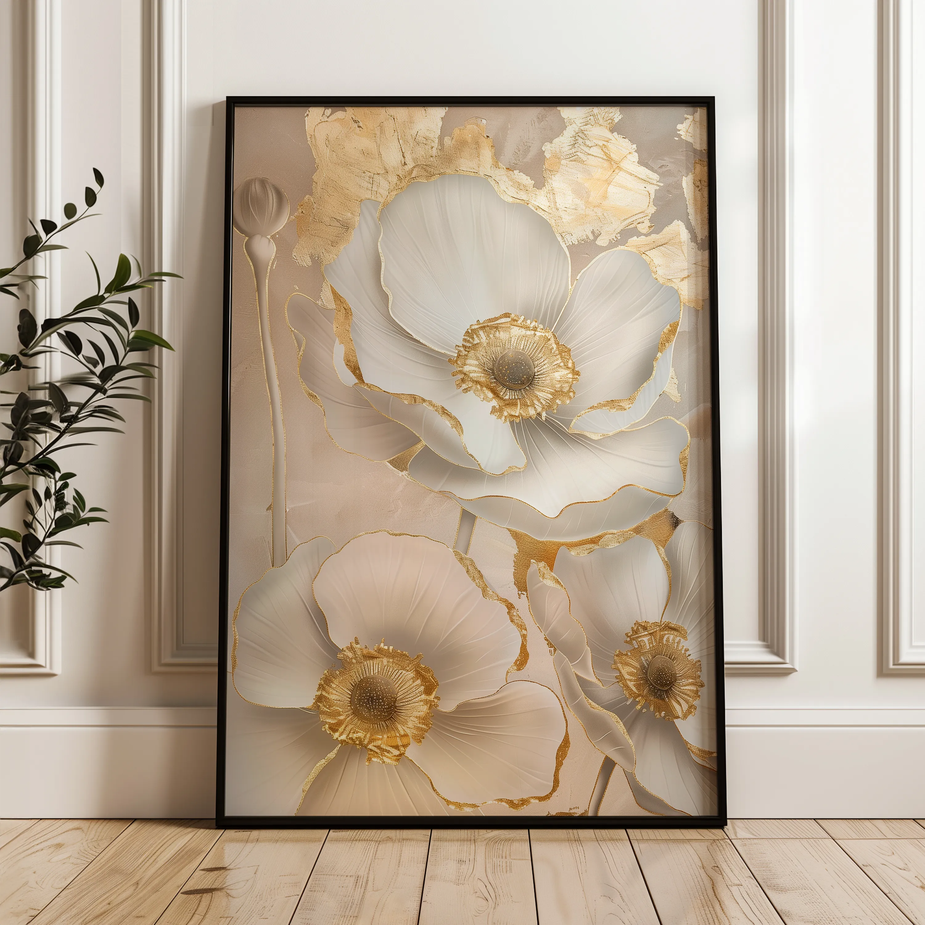 Floral 319 Canvas Art 60 x 40 cm / Black