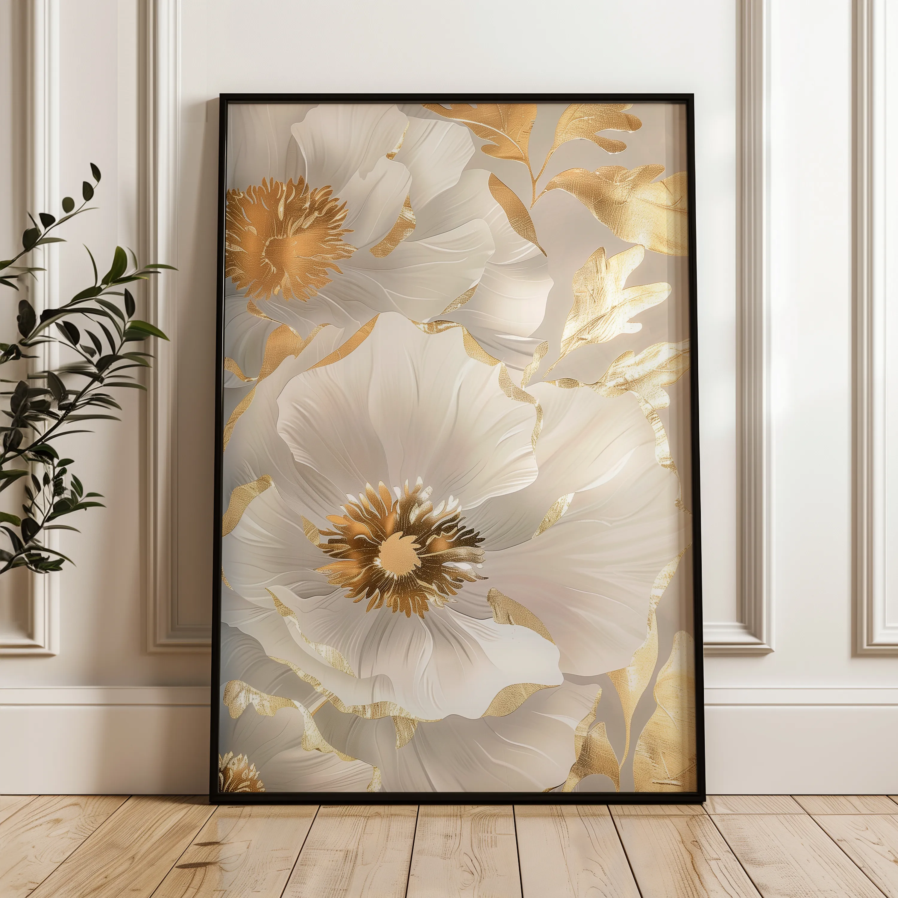 Floral 320 Canvas Art 60 x 40 cm / Black