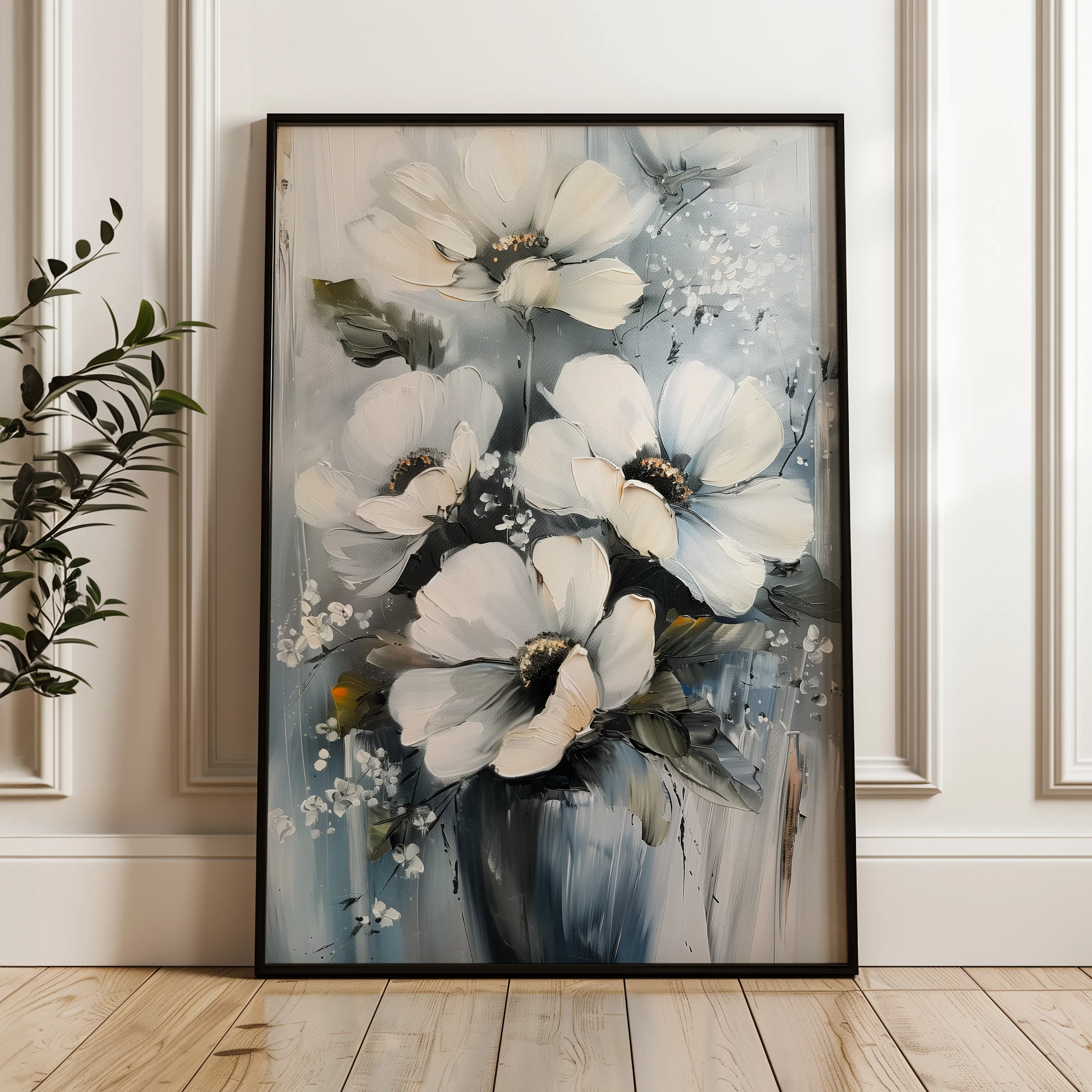 Floral 321 Canvas Art 60 x 40 cm / Black
