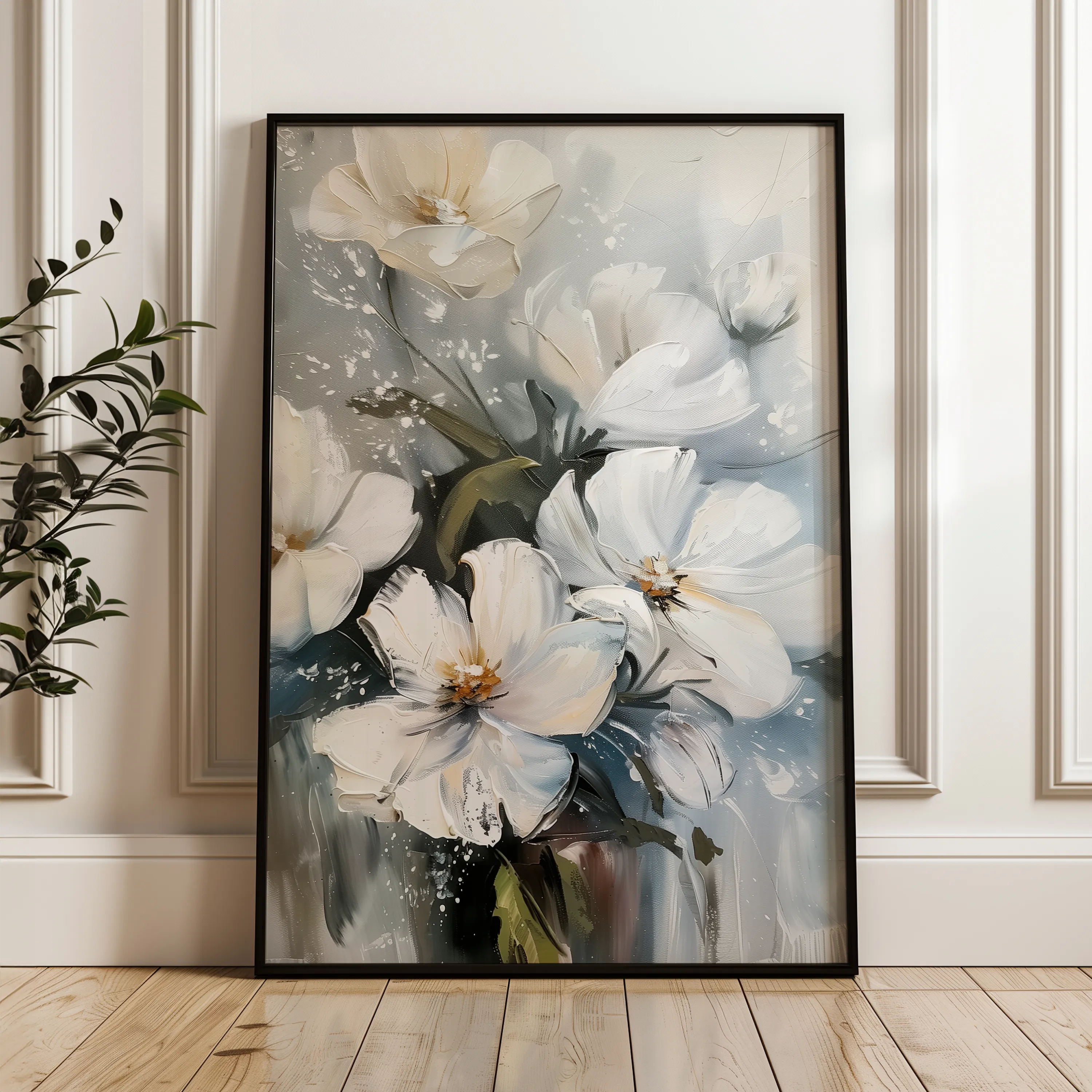 Floral 322 Canvas Art 60 x 40 cm / Black