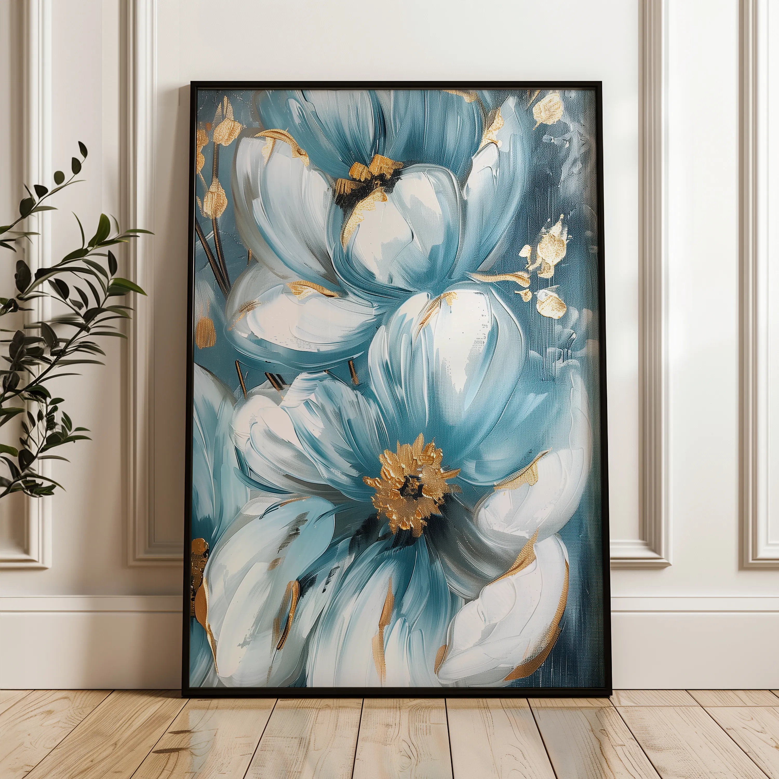 Floral 323 Canvas Art 60 x 40 cm / Black