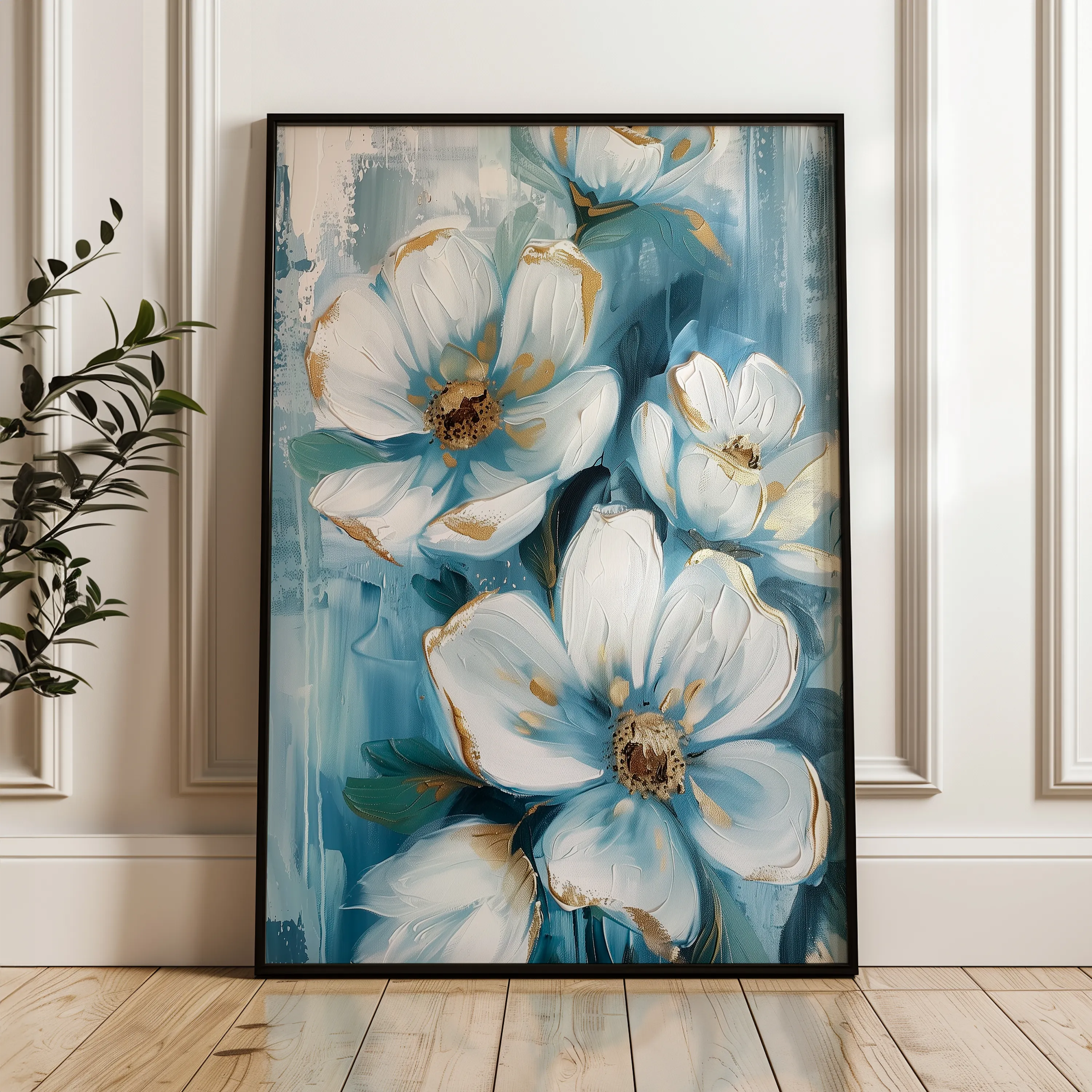 Floral 324 Canvas Art 60 x 40 cm / Black