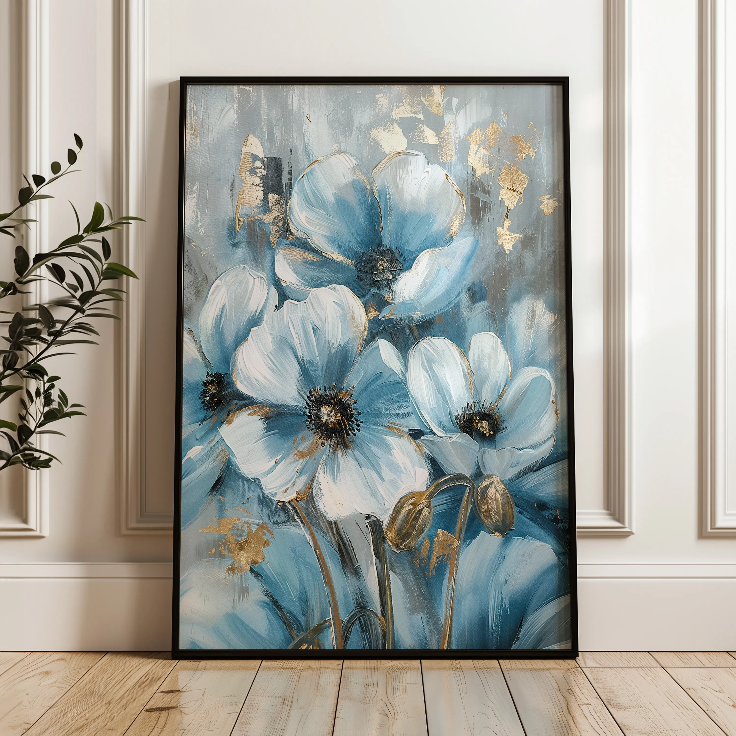 Floral 325 Canvas Art 60 x 40 cm / Black