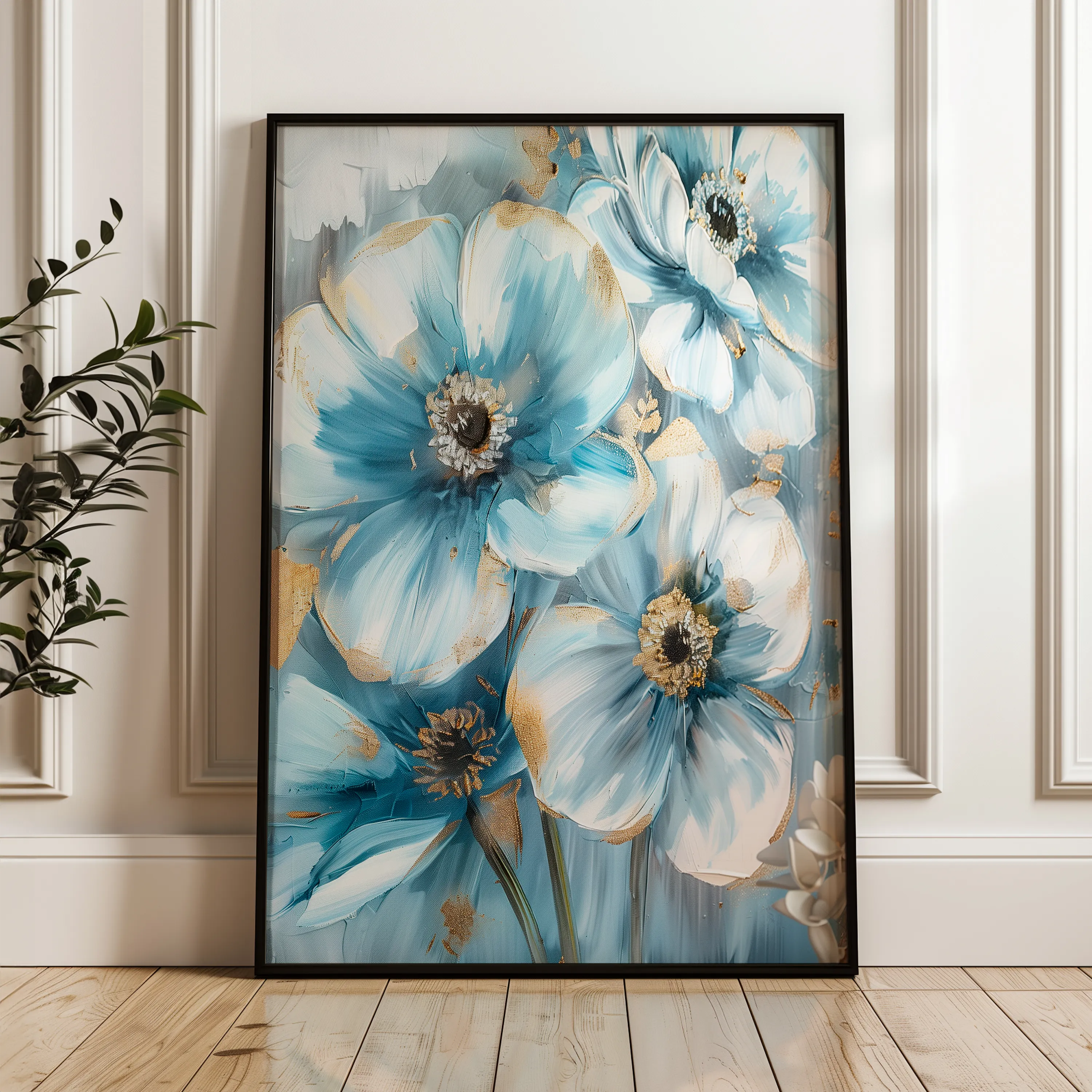 Floral 326 Canvas Art 60 x 40 cm / Black