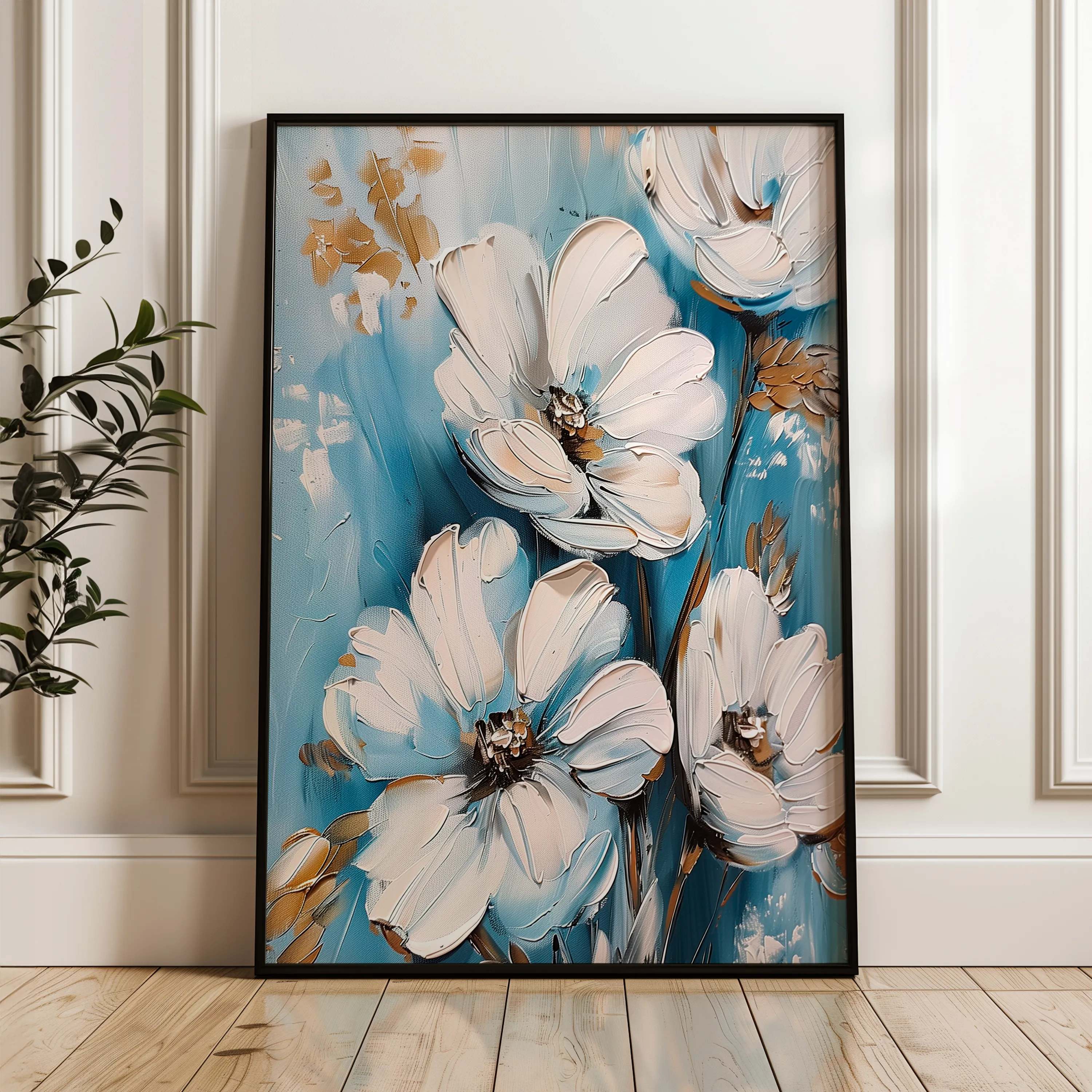 Floral 327 Canvas Art 60 x 40 cm / Black
