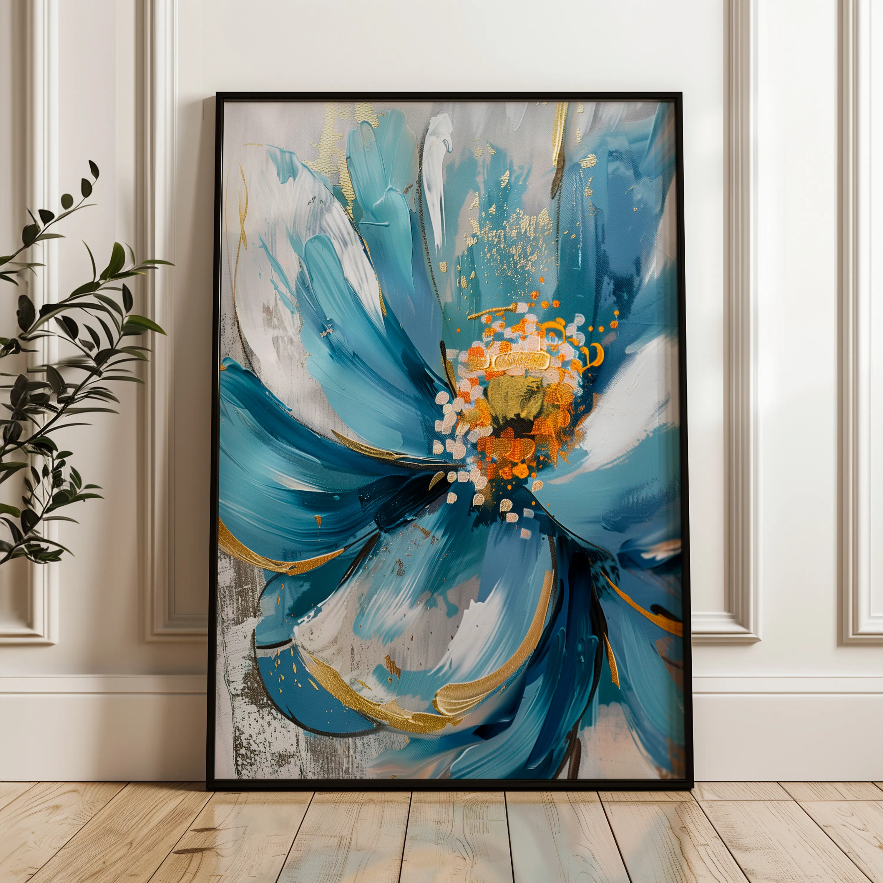 Floral 329 Canvas Art 60 x 40 cm / Black