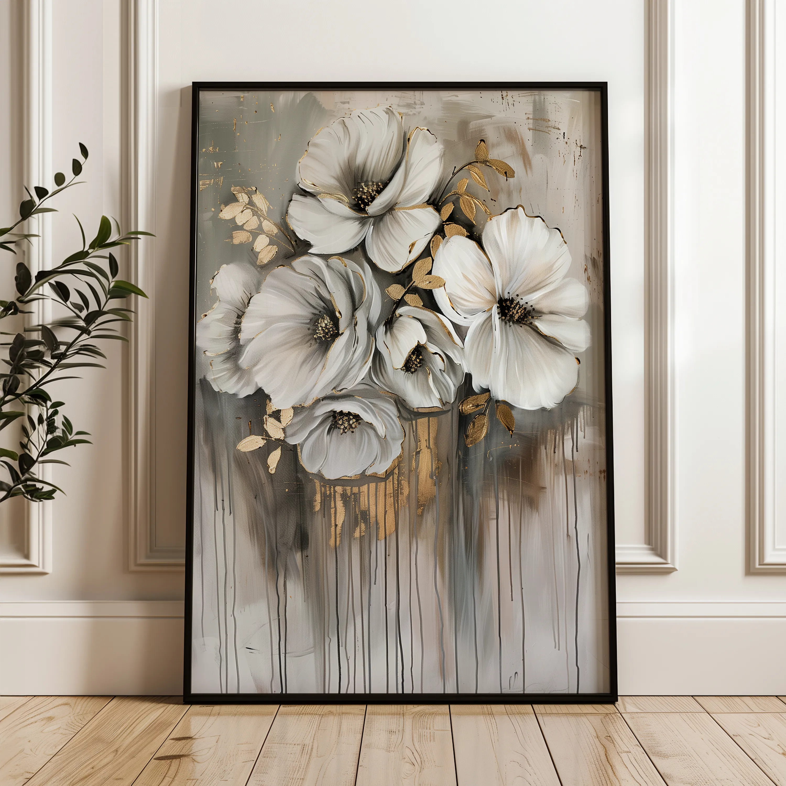 Floral 331 Canvas Art 60 x 40 cm / Black