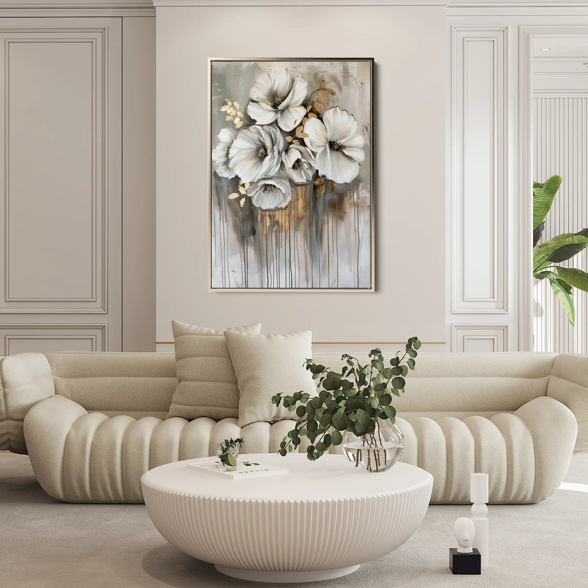 Floral 331 Canvas Art 60 x 40 cm / Black