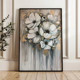 Floral 332 Canvas Art 60 x 40 cm / Black