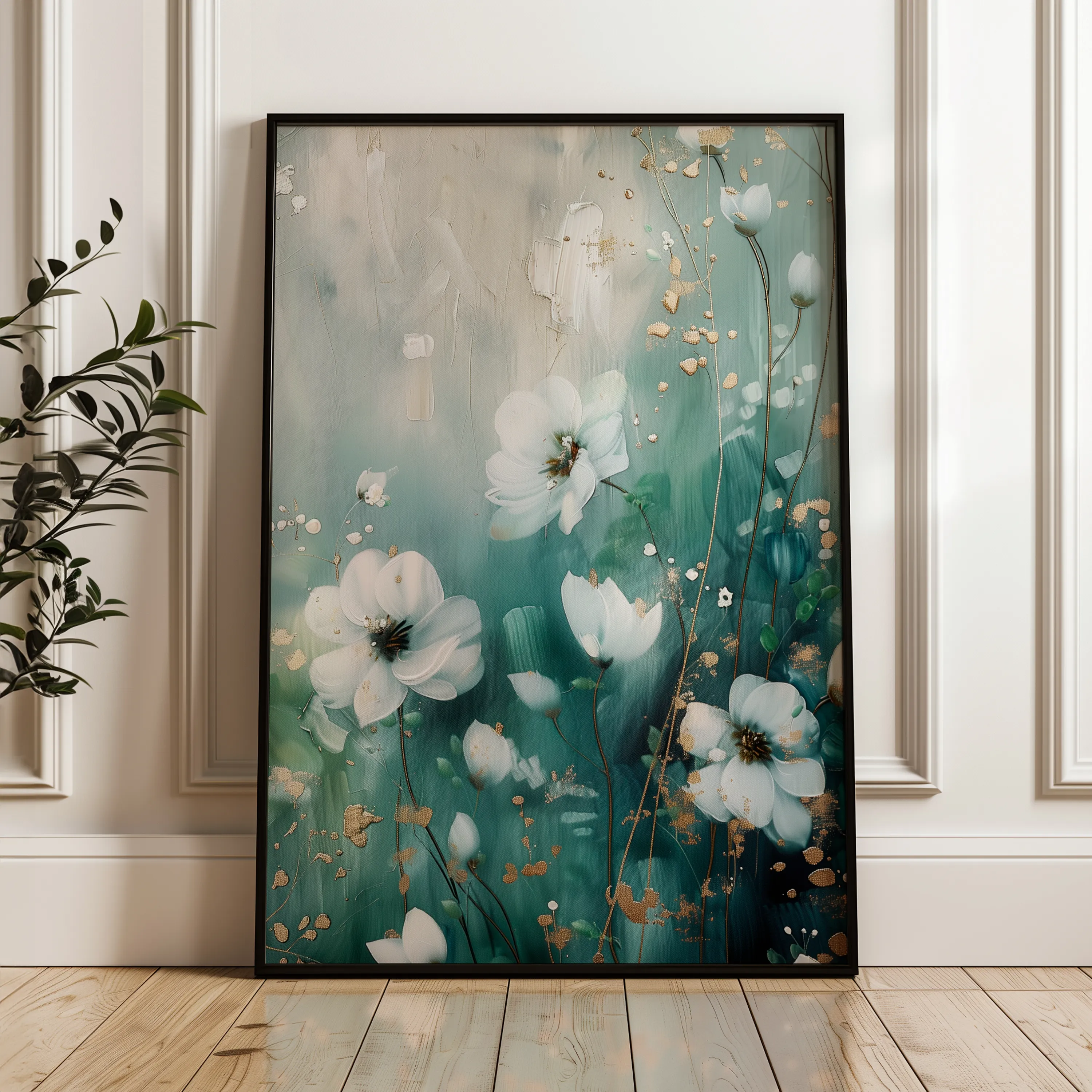 Floral 333 Canvas Art 60 x 40 cm / Black