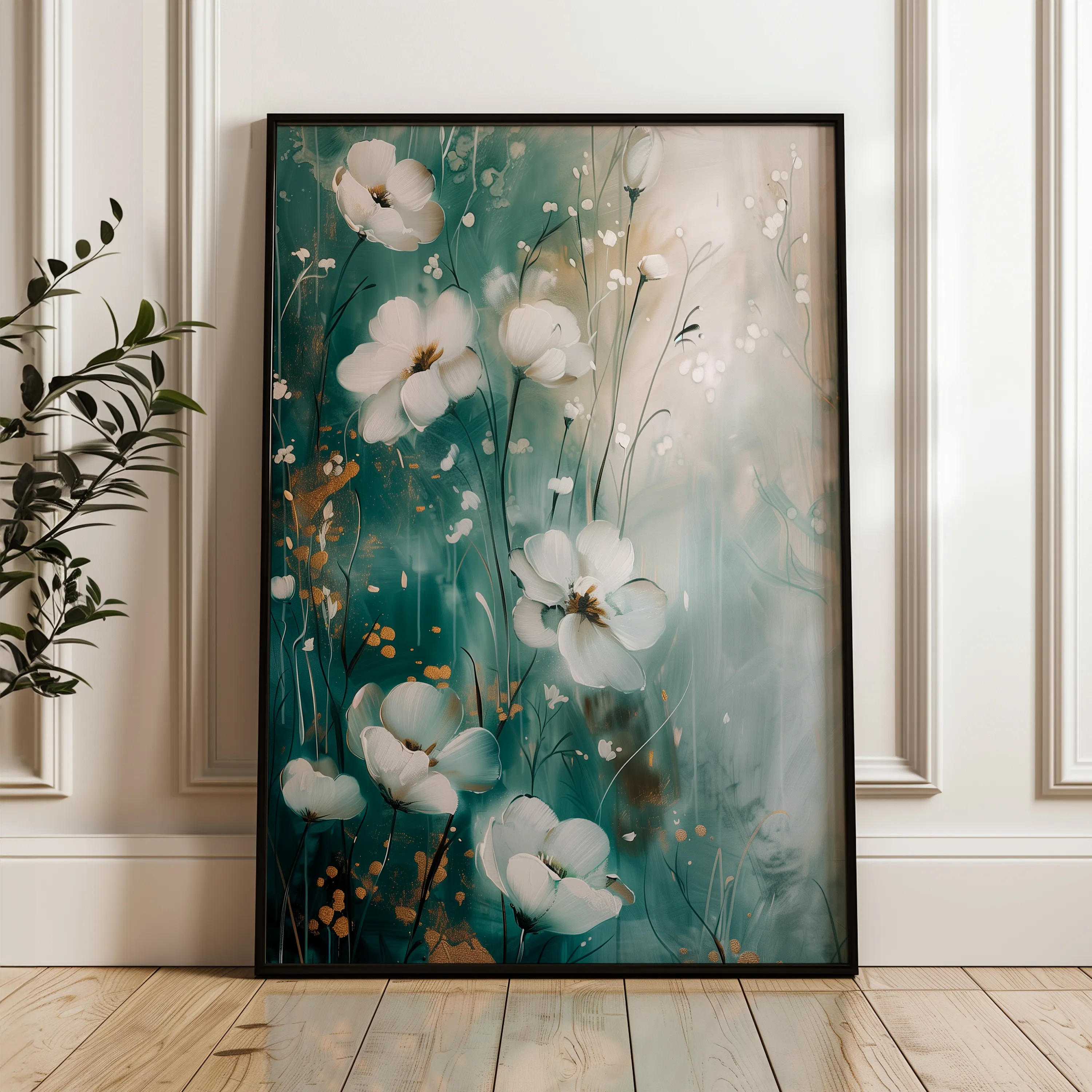 Floral 334 Canvas Art 60 x 40 cm / Black