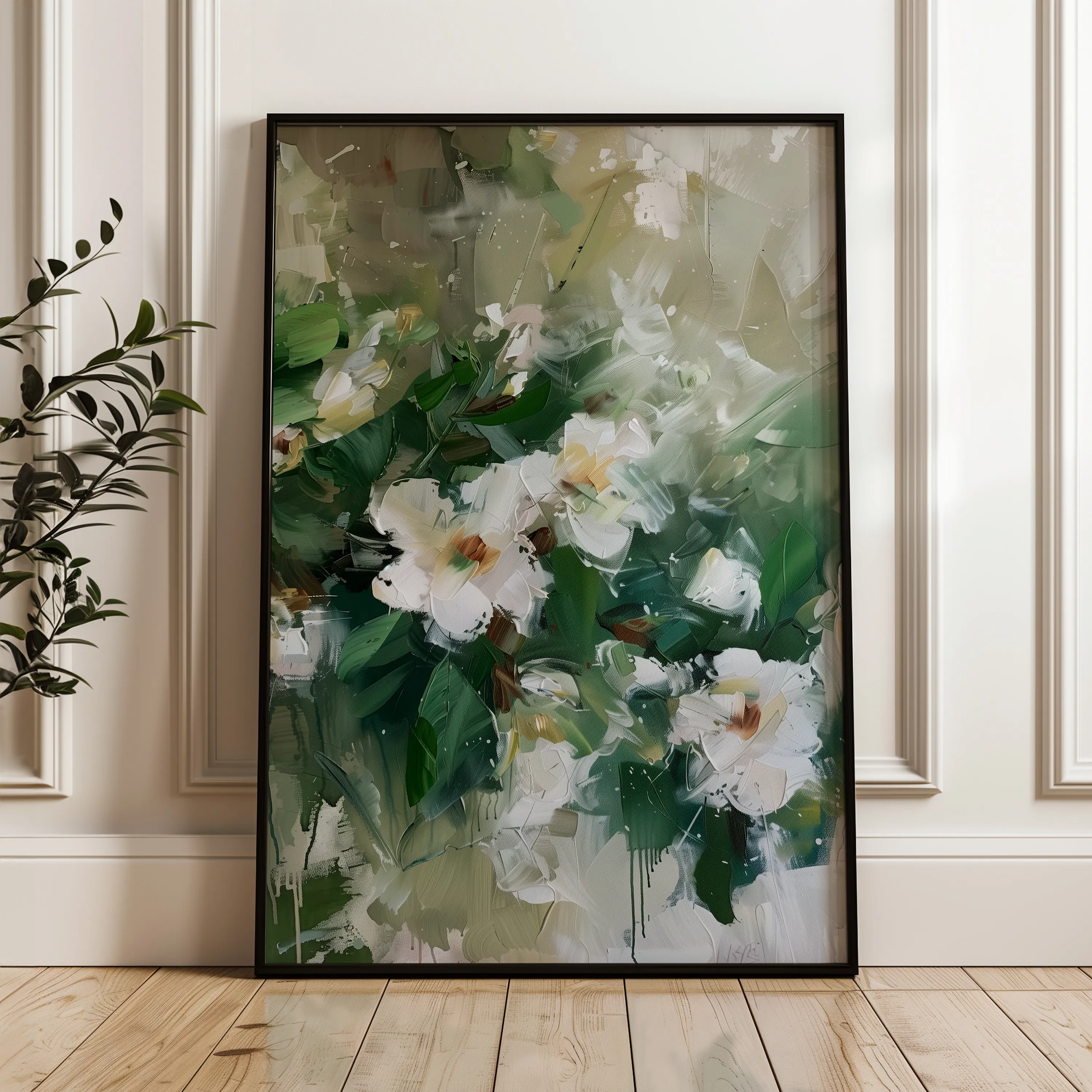 Floral 335 Canvas Art 60 x 40 cm / Black