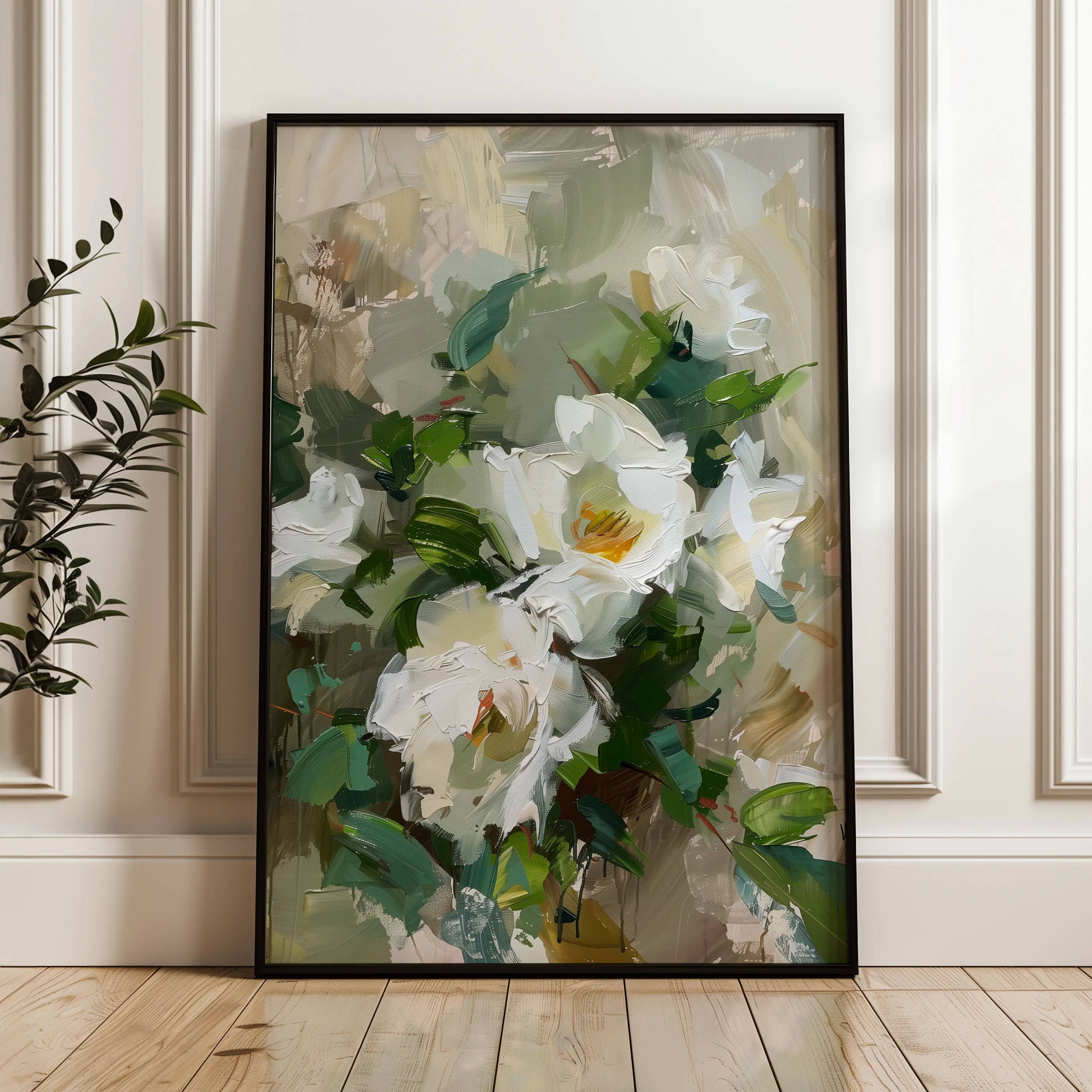 Floral 336 Canvas Art 60 x 40 cm / Black
