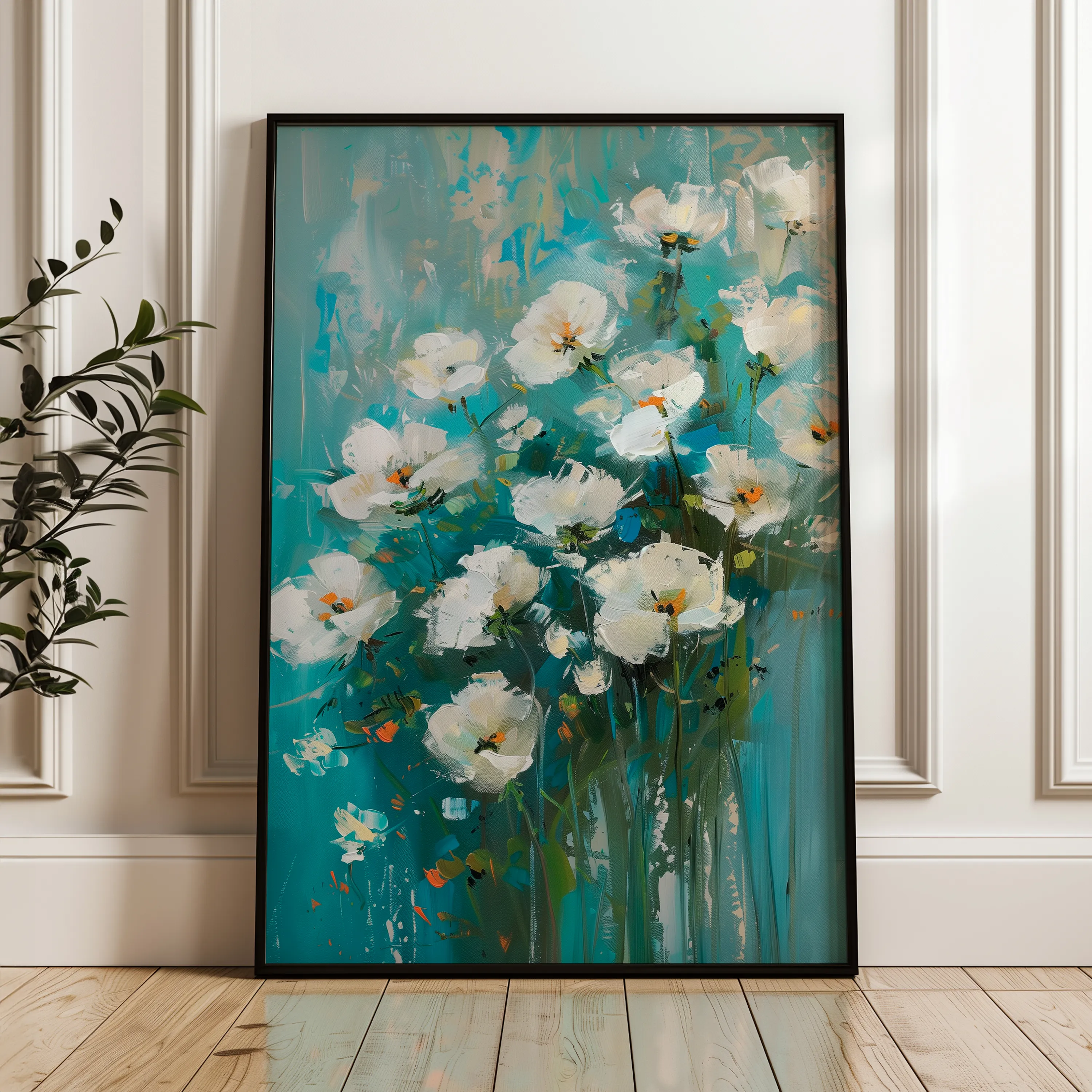 Floral 338 Canvas Art 60 x 40 cm / Black