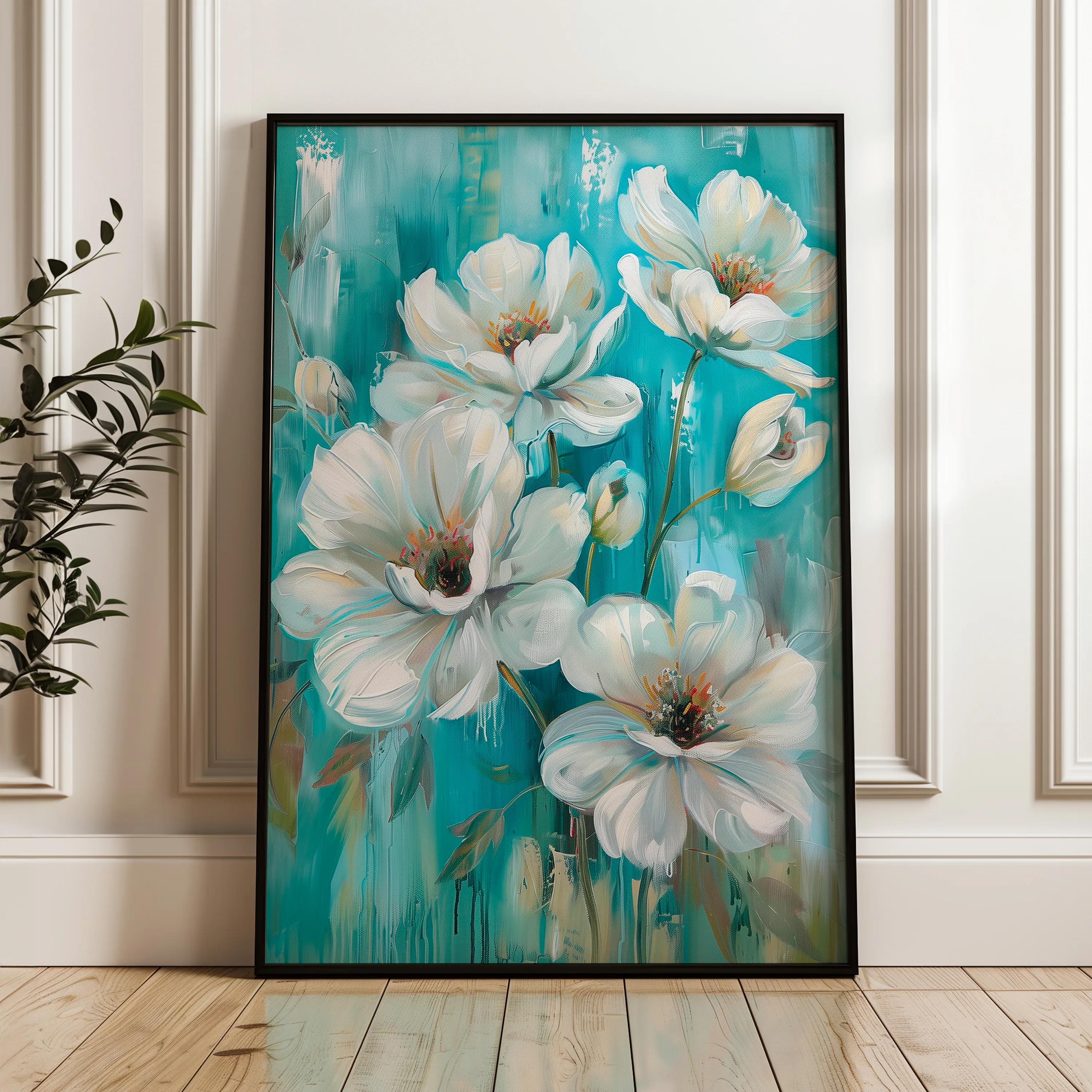 Floral 339 Canvas Art 60 x 40 cm / Black