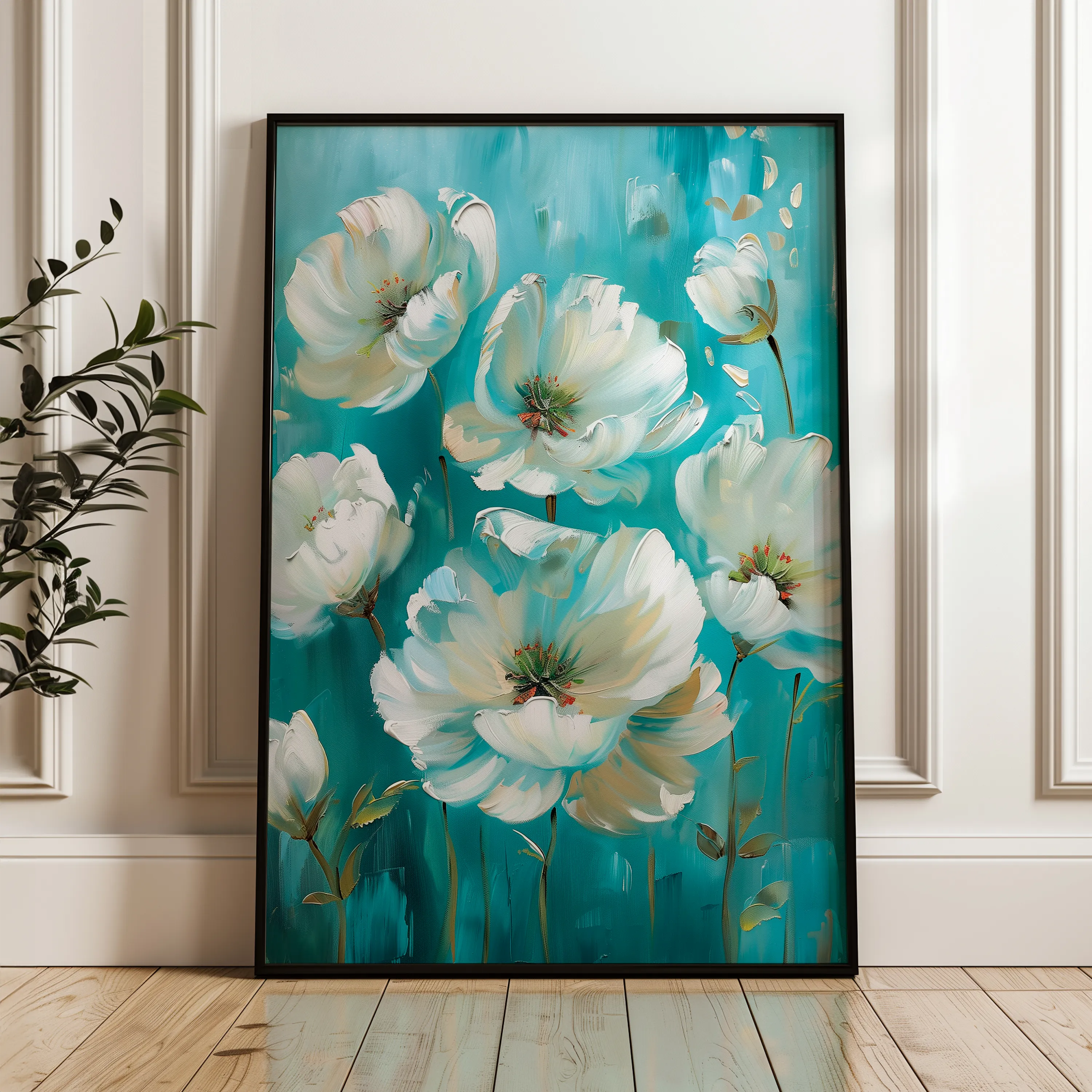 Floral 340 Canvas Art 60 x 40 cm / Black