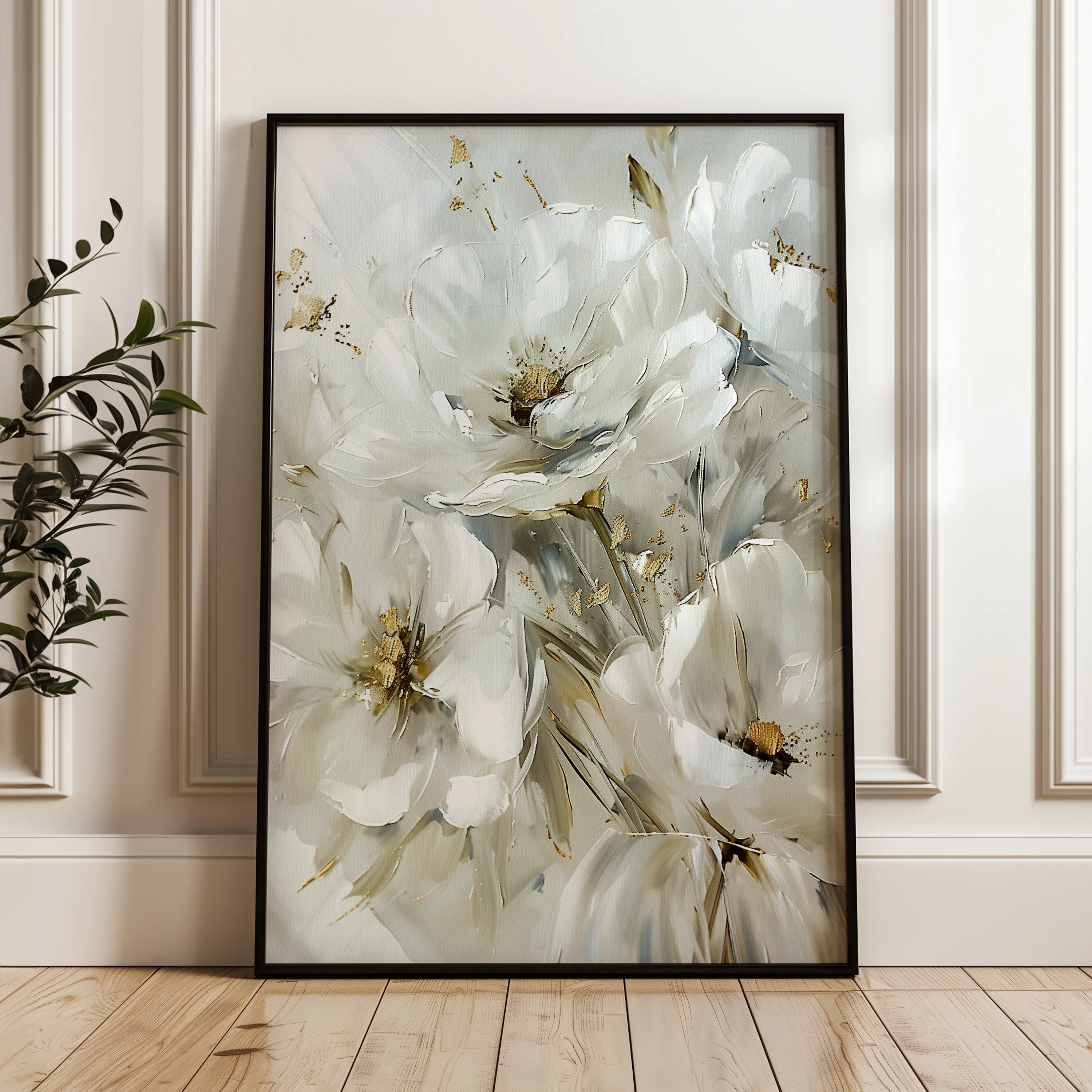 Floral 343 Canvas Art 60 x 40 cm / Black