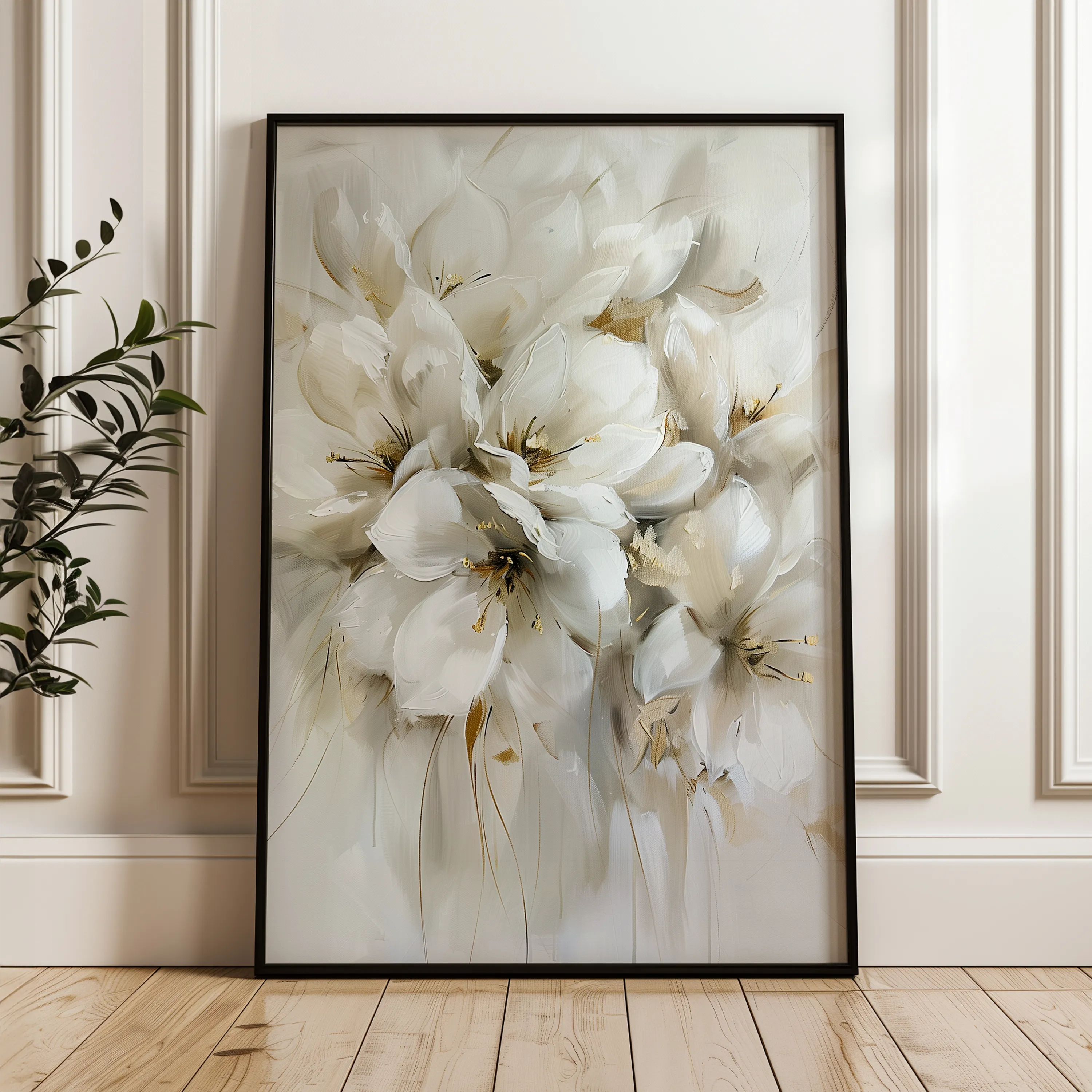 Floral 344 Canvas Art 60 x 40 cm / Black