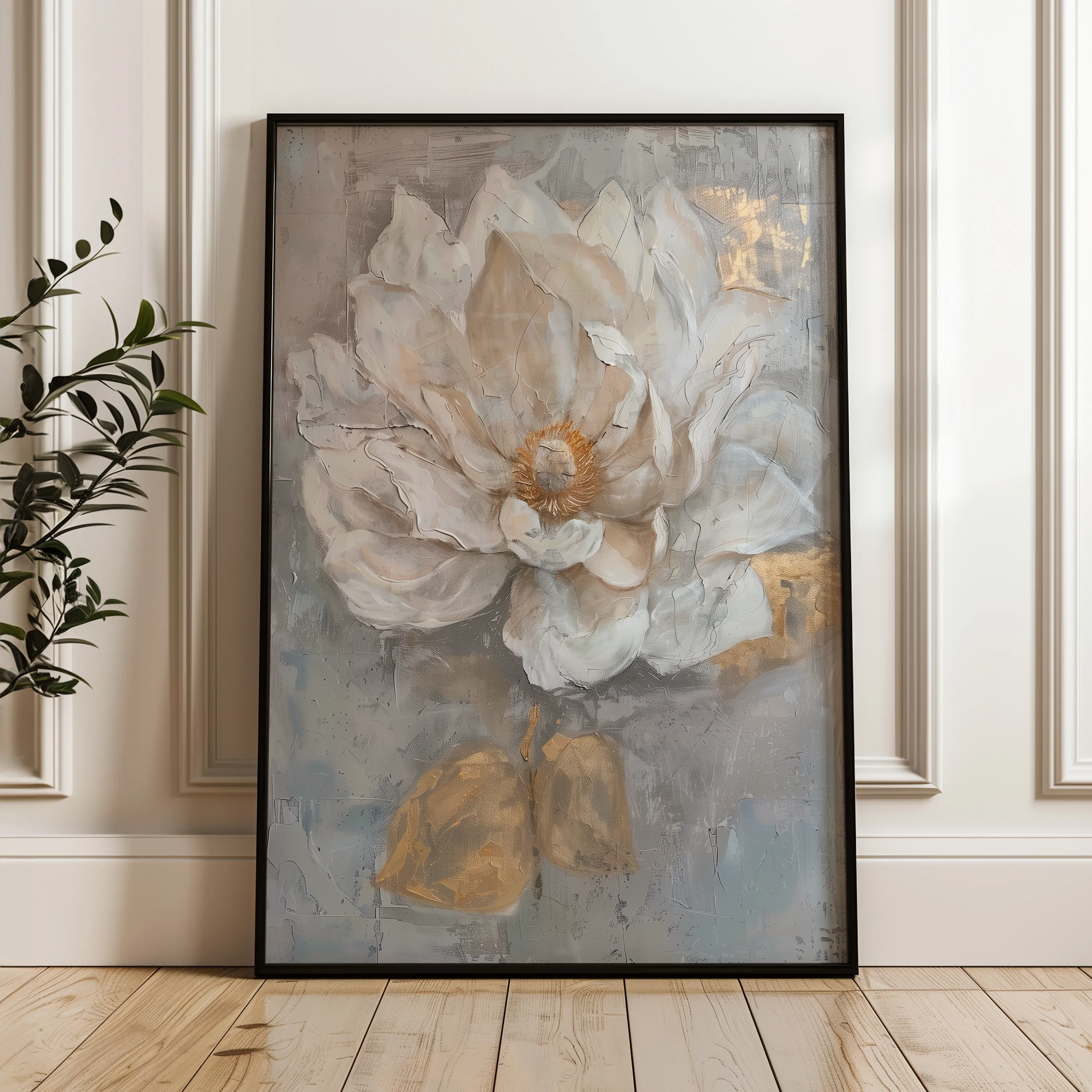 Floral 350 Canvas Art 60 x 40 cm / Black