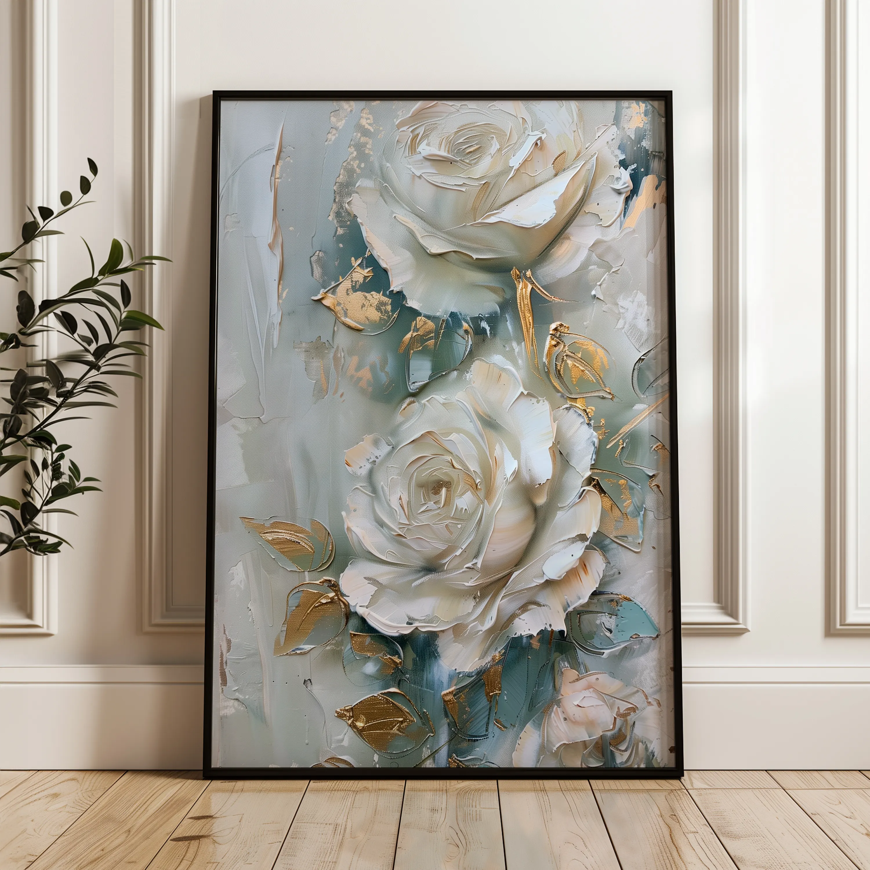 Floral 352 Canvas Art 60 x 40 cm / Black
