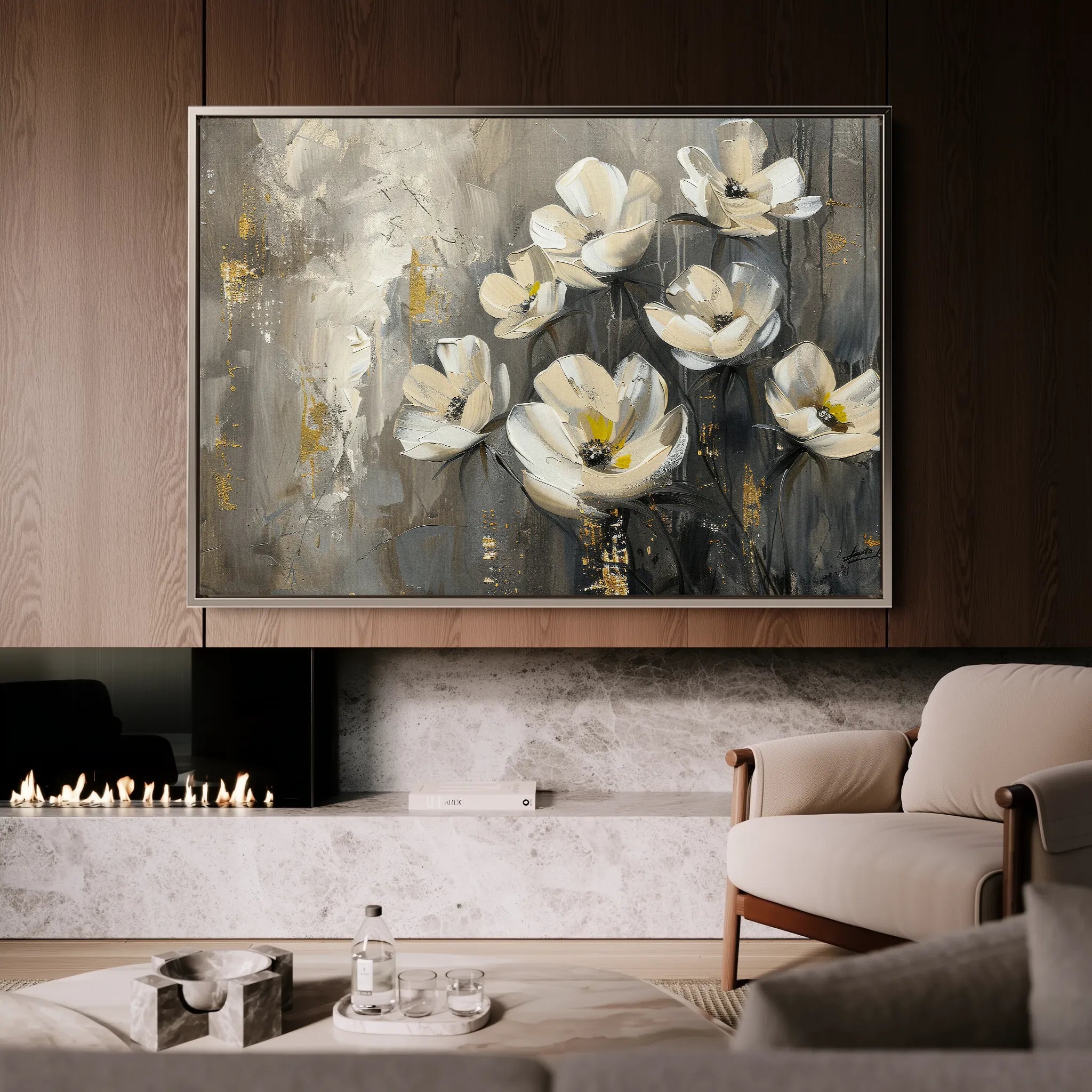 Floral 383 Canvas Art 60 x 40 cm / Black