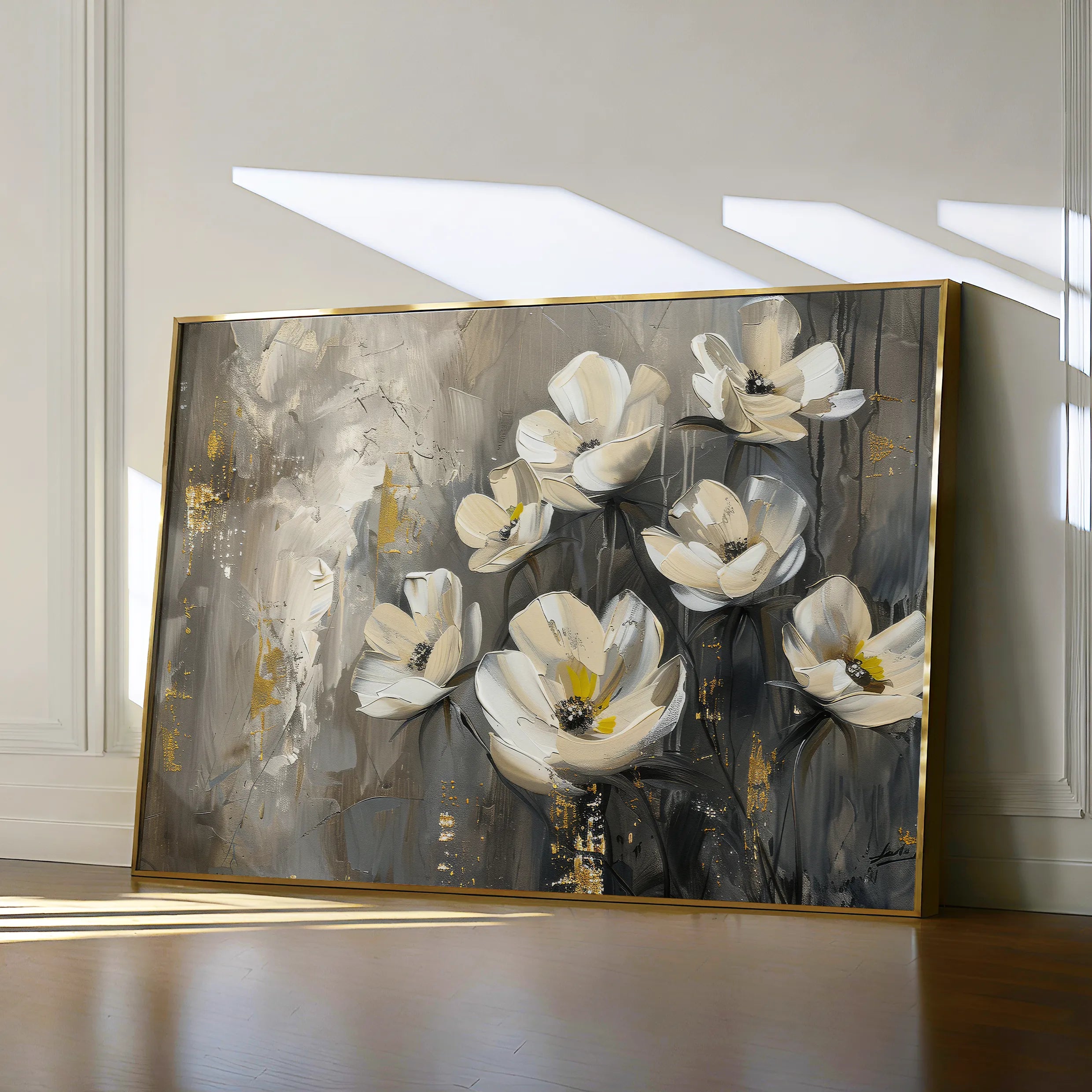 Floral 383 Canvas Art 60 x 40 cm / Black